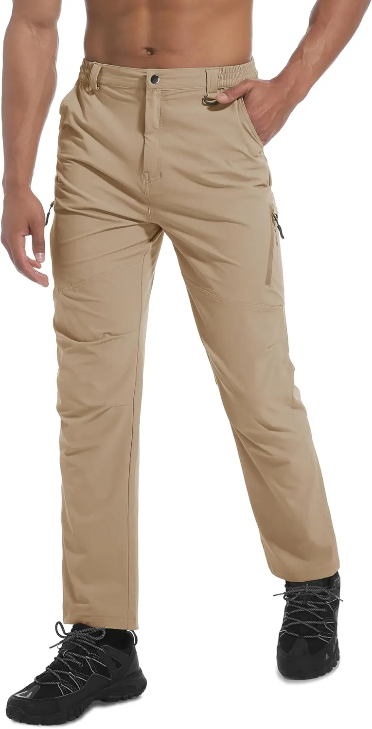 Men's Lightweight Hiking Pants Quick Dry Waterproof Stretch Travel Fishing Camping Work Cargo Pants Zipper Pockets