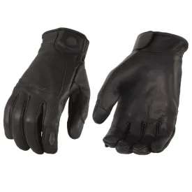 MG7599 Men's Black Leather with i-Touch Screen Led Finger Light Motorcycle Hand Gloves