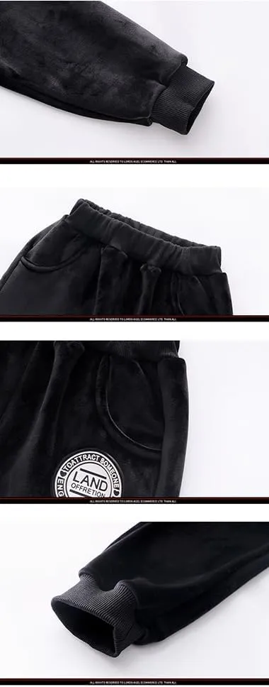 Monvecle Little to Big Boys' Velour & Fleece Hoodie Tracksuit Sweatshirt Top   Sweatpant Velvet Fleece Jogger 2pcs Set