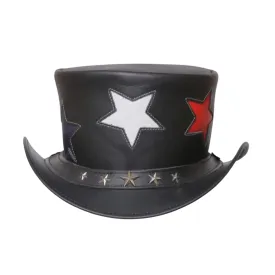 Multi Stars Style Leather Top Hat
