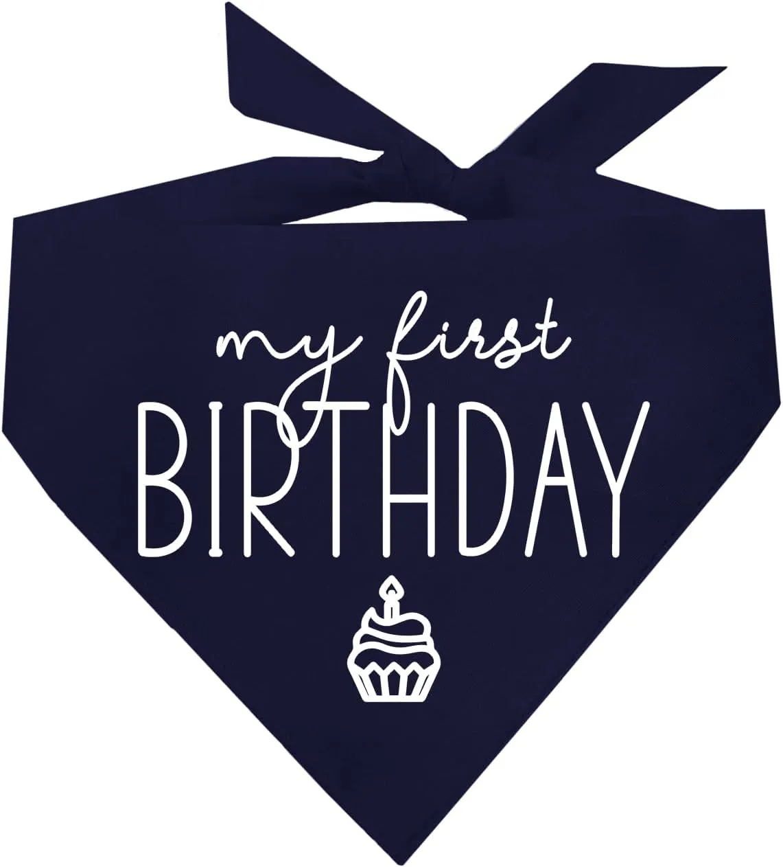 My First Birthday Dog Bandana | 100% Cotton Adjustable Triangle | Made in USA | Birthday Pawty | Party Theme | Celebration Photo Shoot Prop |Navy, One Size (389)