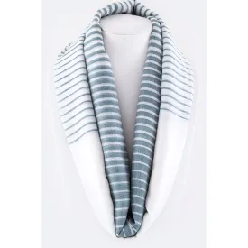 Navy & White Ombre Striped Infinity Scarf