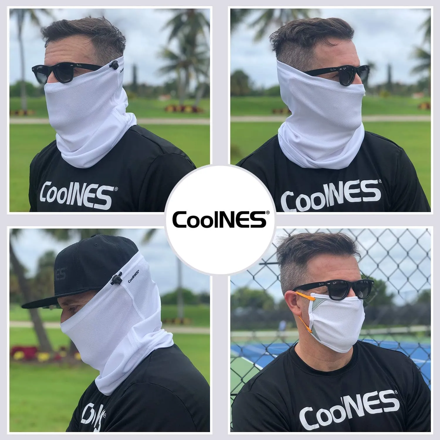 Neck Gaiter with Drawstring, Reusable Breathable Face Mask Cloth Washable Bandana Sun Shield UV UPF 50 