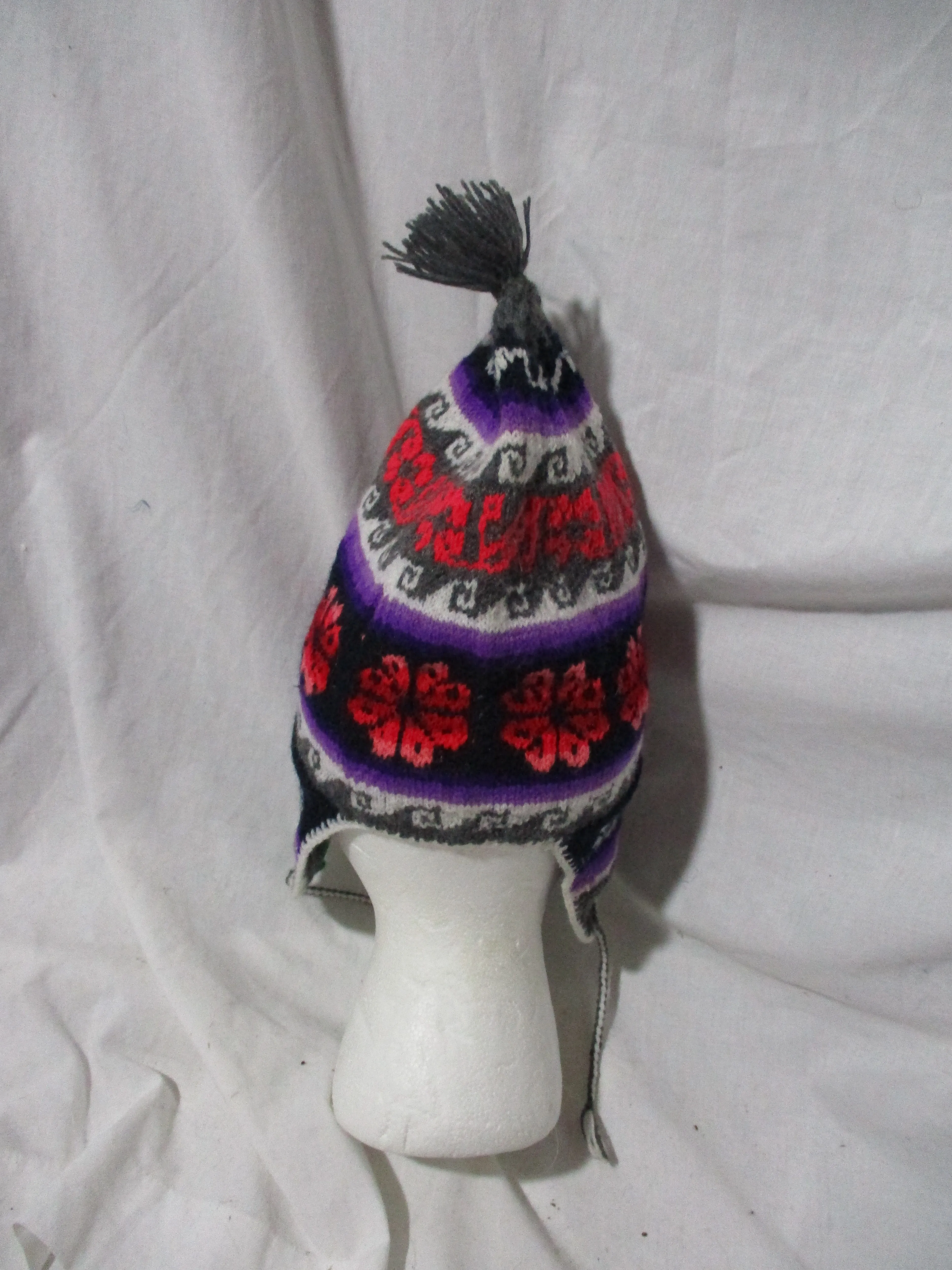NEW Handmade Knit Ear Flap HAT Cap Ethnic Boho Festival Hippy COLORFUL