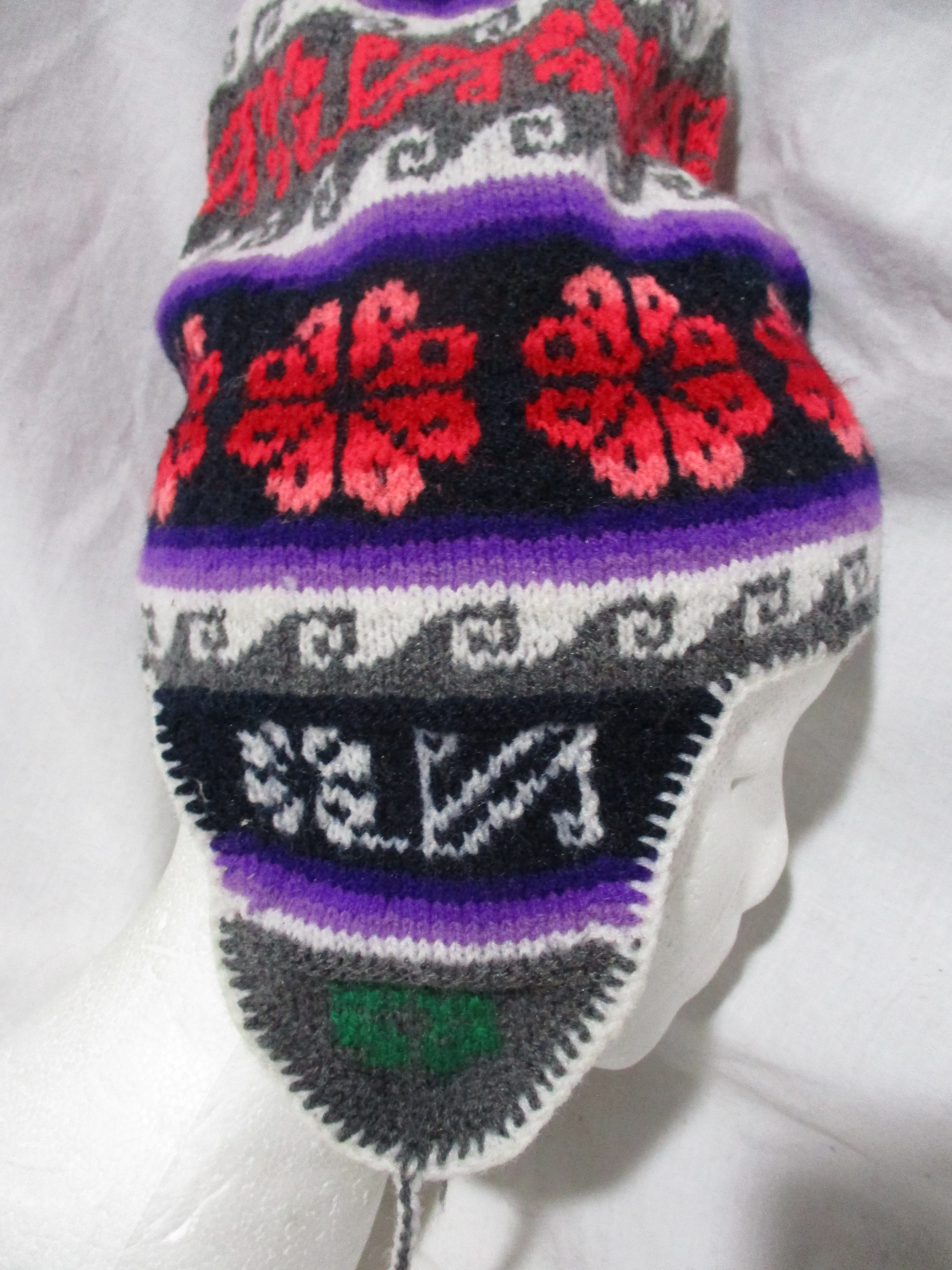 NEW Handmade Knit Ear Flap HAT Cap Ethnic Boho Festival Hippy COLORFUL