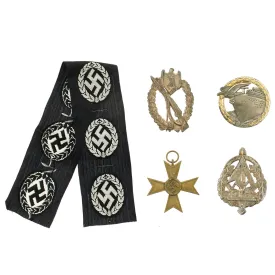 Original German WWII Medal Grouping - Blockade Runner Badge Infantry Assault Badge, Merit Badge, SA Tinnie