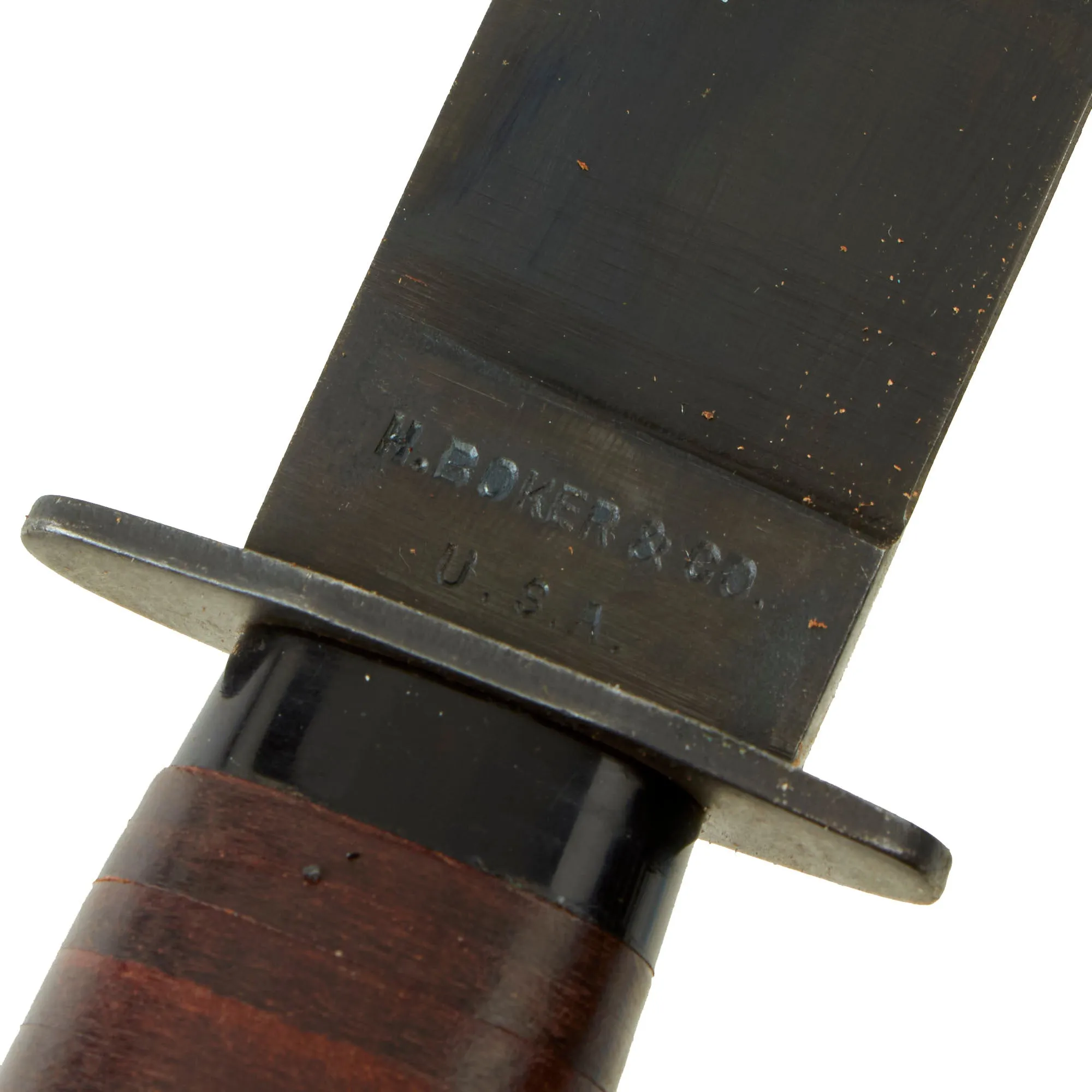 Original U.S. WWII Navy USN Mark 1 Fighting Knife by H. Boker with Leather Sheath - New Old Stock