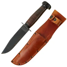 Original U.S. WWII Navy USN Mark 1 Fighting Knife by H. Boker with Leather Sheath - New Old Stock