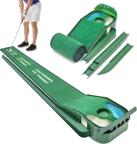 Putting Green Indoor - Golf Putting Mat with Realistic Green Speed,Dual Hazard Putting Mat, Ball Return, Velvet Surface, 8ft Practice Putting mat, Indoor&Outdoor Training Aid - Perfect Golf Gift