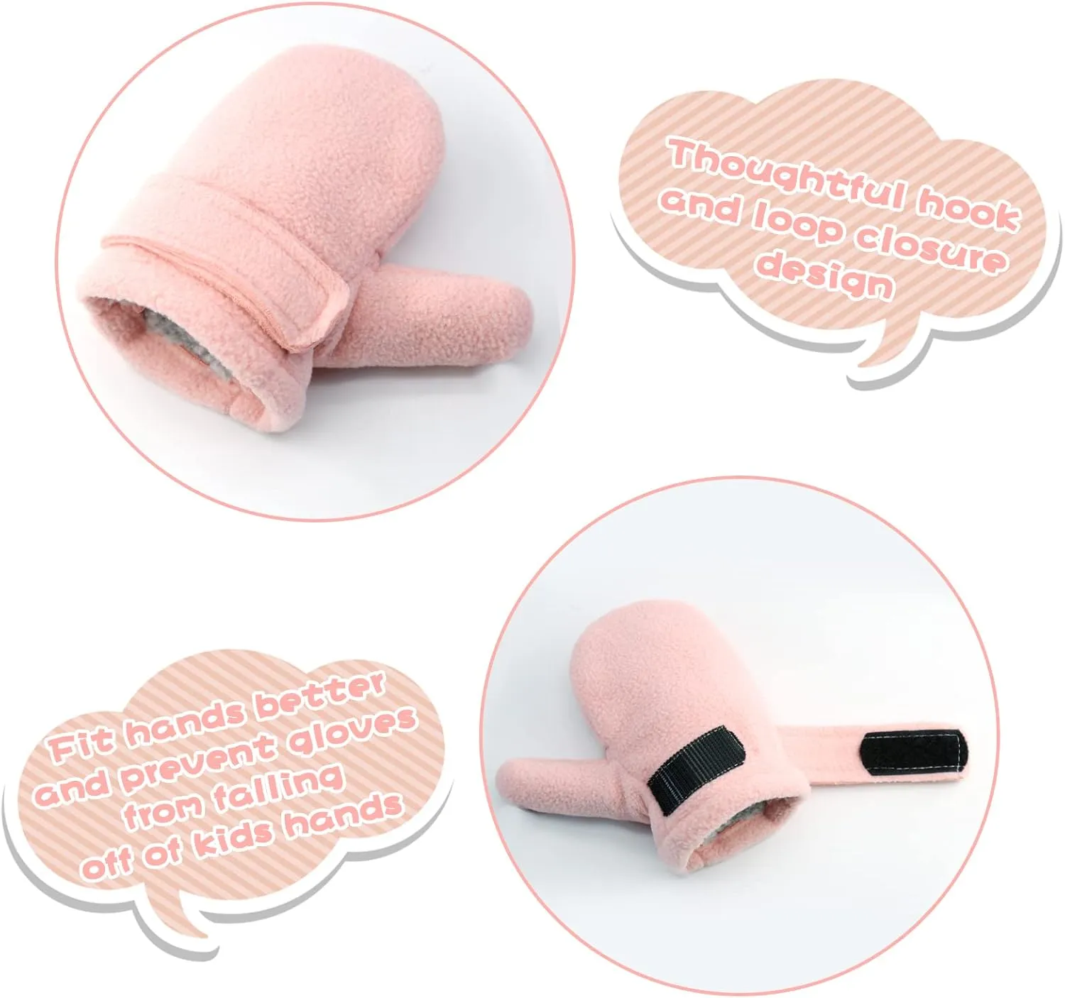 RAOEXI Toddler Infant Winter Mittens Lined with Fleece Easy-on Baby Boy Girls Warm Gloves Outdoor