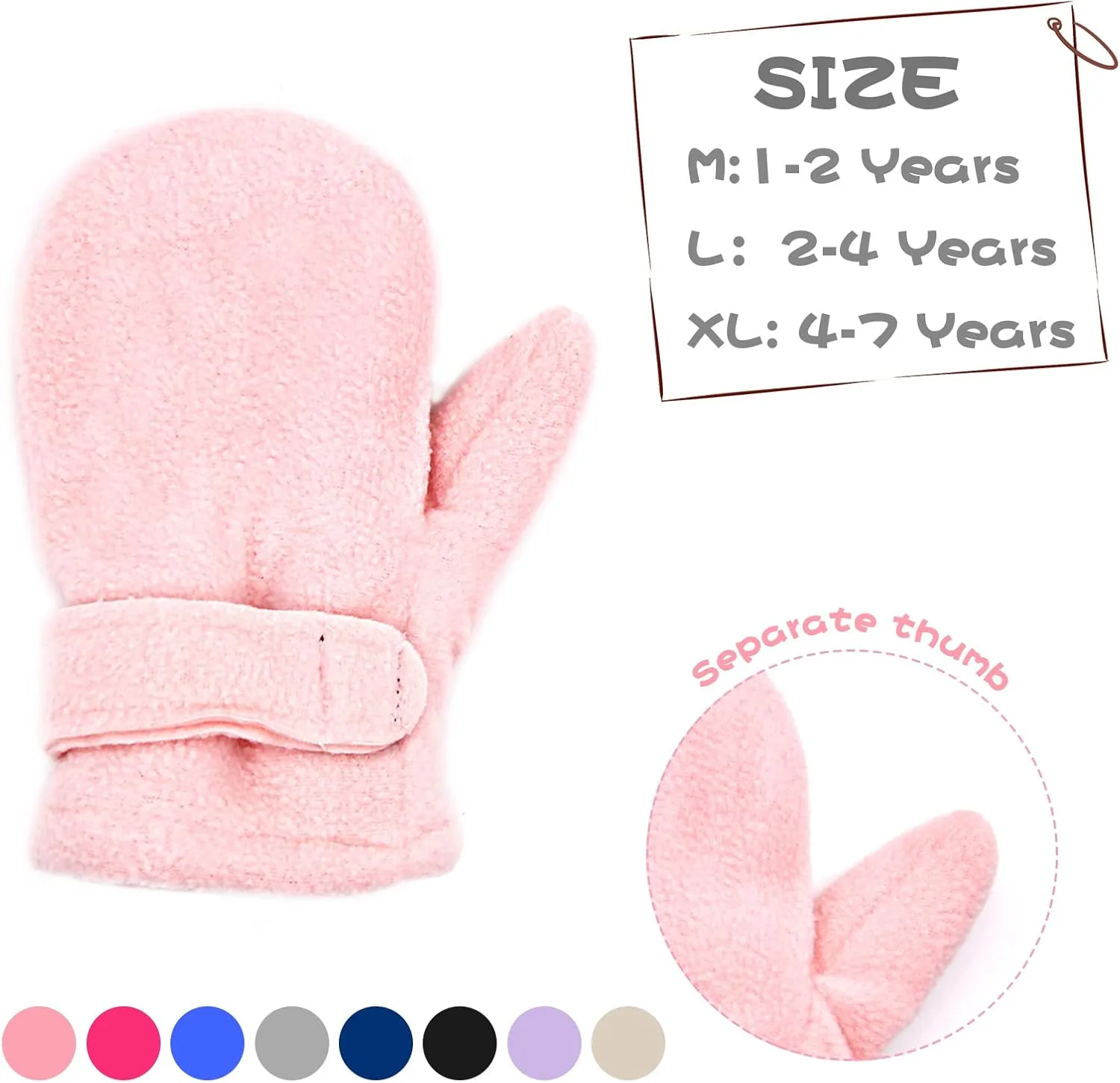 RAOEXI Toddler Infant Winter Mittens Lined with Fleece Easy-on Baby Boy Girls Warm Gloves Outdoor