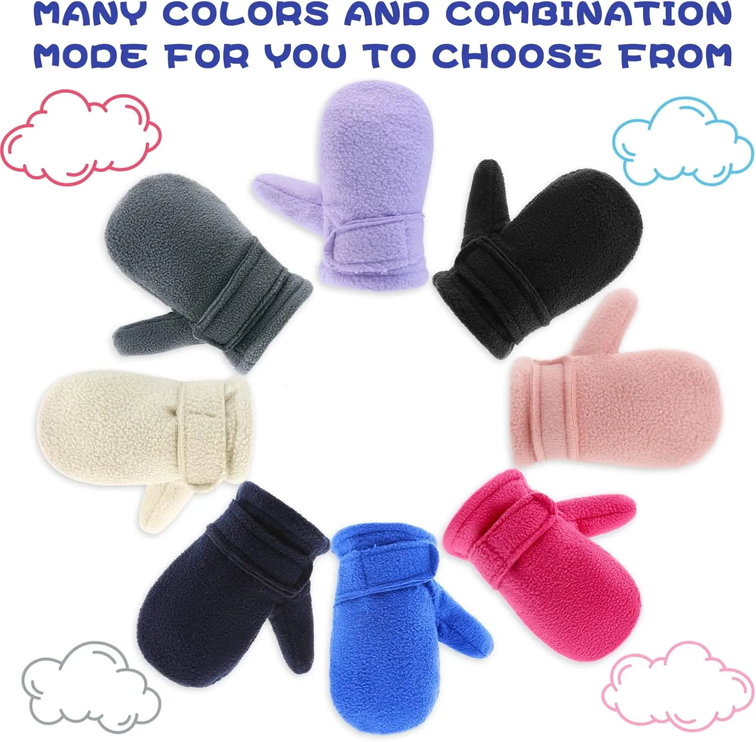 RAOEXI Toddler Infant Winter Mittens Lined with Fleece Easy-on Baby Boy Girls Warm Gloves Outdoor