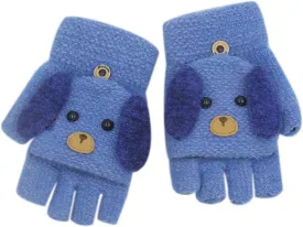 RARITYUS Unisex Warm Soft Winter Knit Gloves for Kids Boys Girls Glove with Dog Mittens (2 to 9Y)