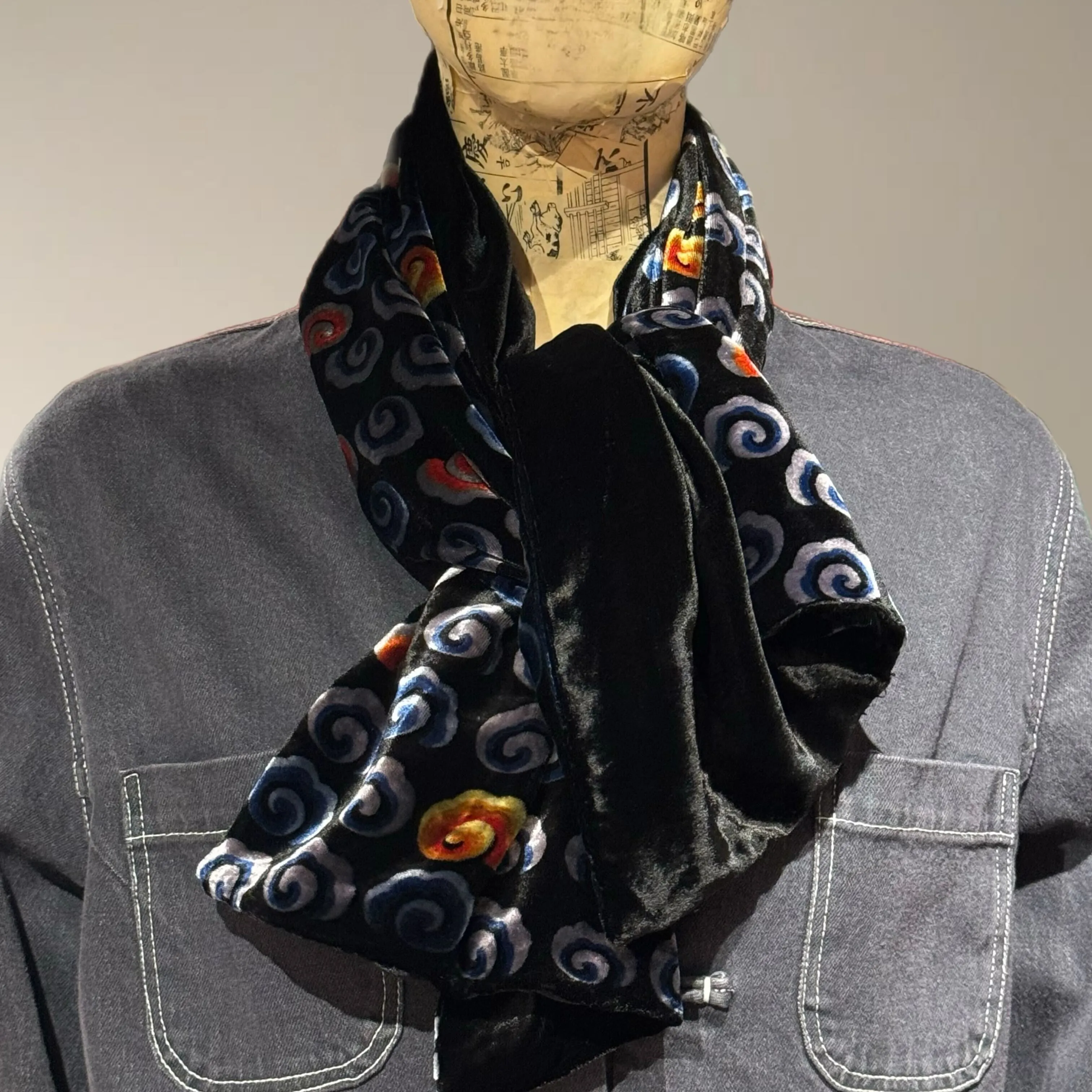 Silk Velvet Scarf, Clouds