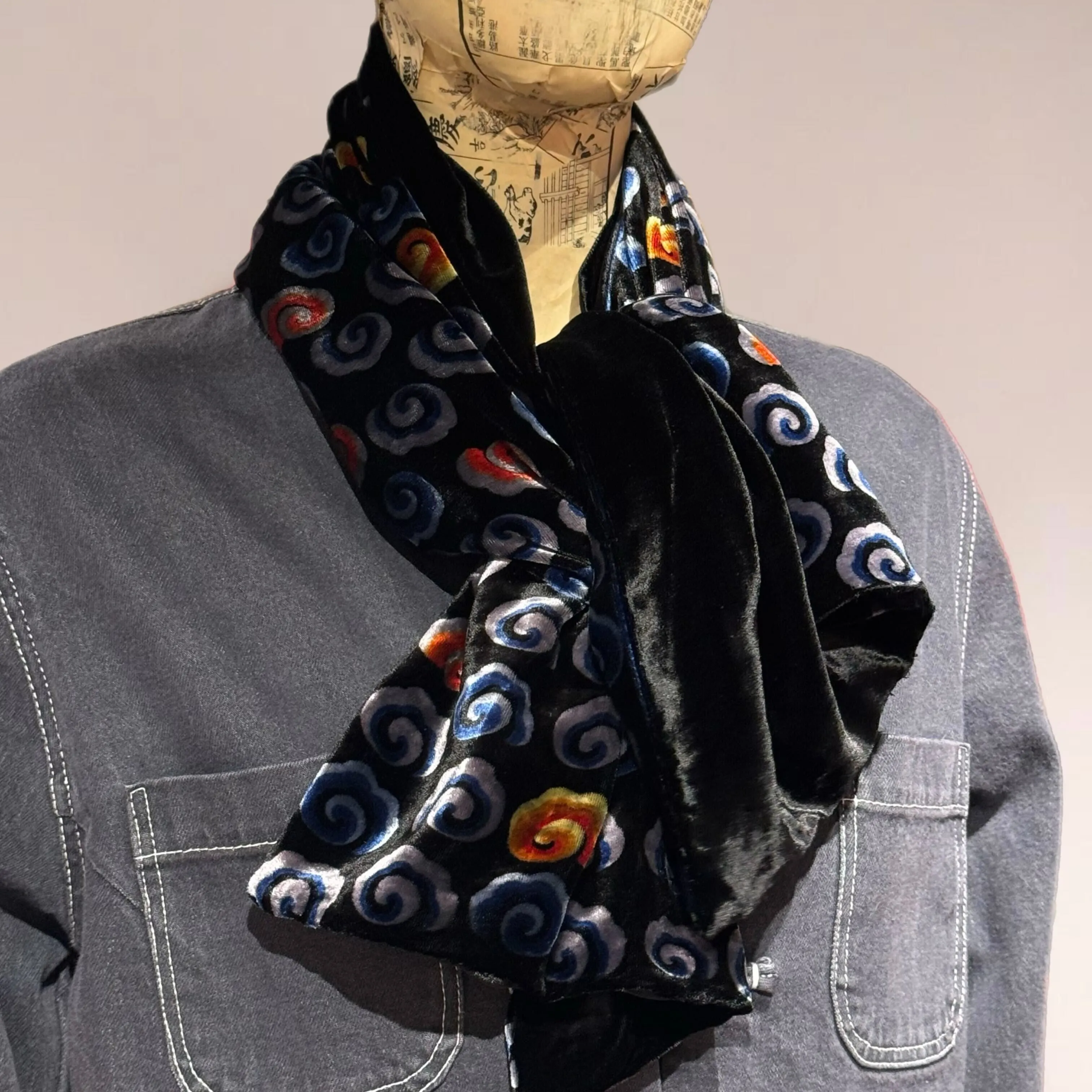 Silk Velvet Scarf, Clouds