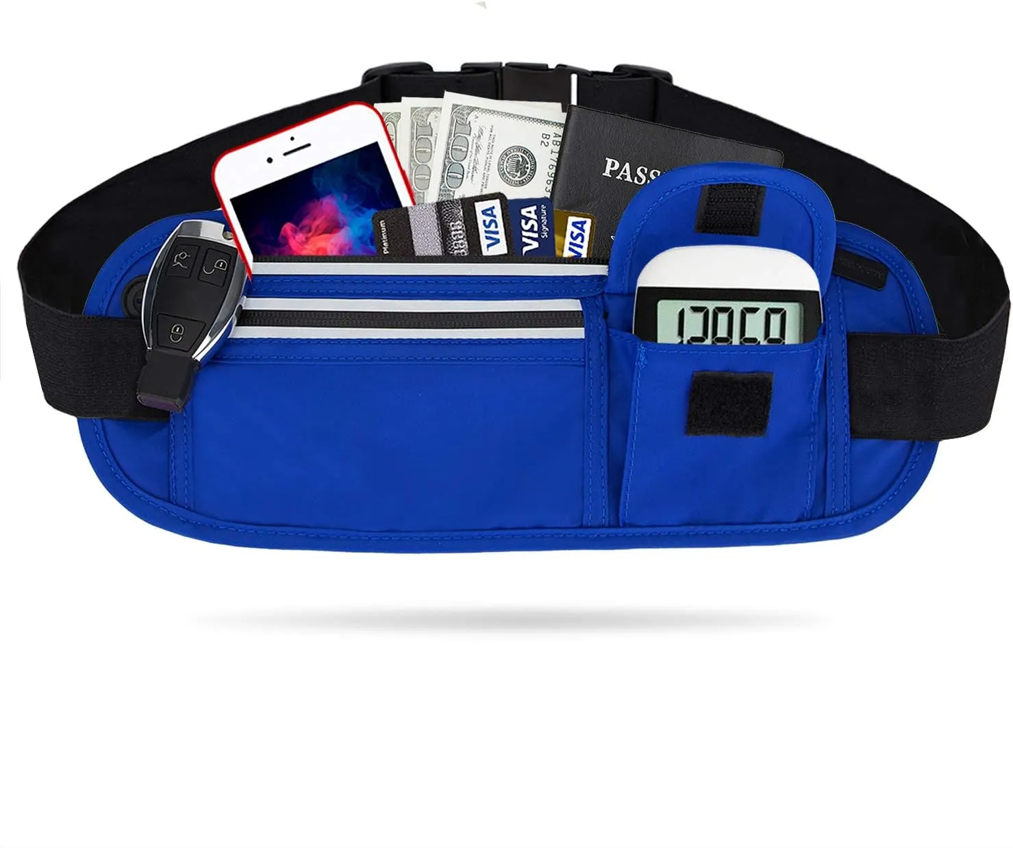 Slim Running Belt Fanny Packs for Women Men, Reflective Waist Pack Phone Holder for Walking Fitness Workout Exercise,Water Resistant Running Travel Belt Bag Jogging Pouch, Gym Accessories for Runner