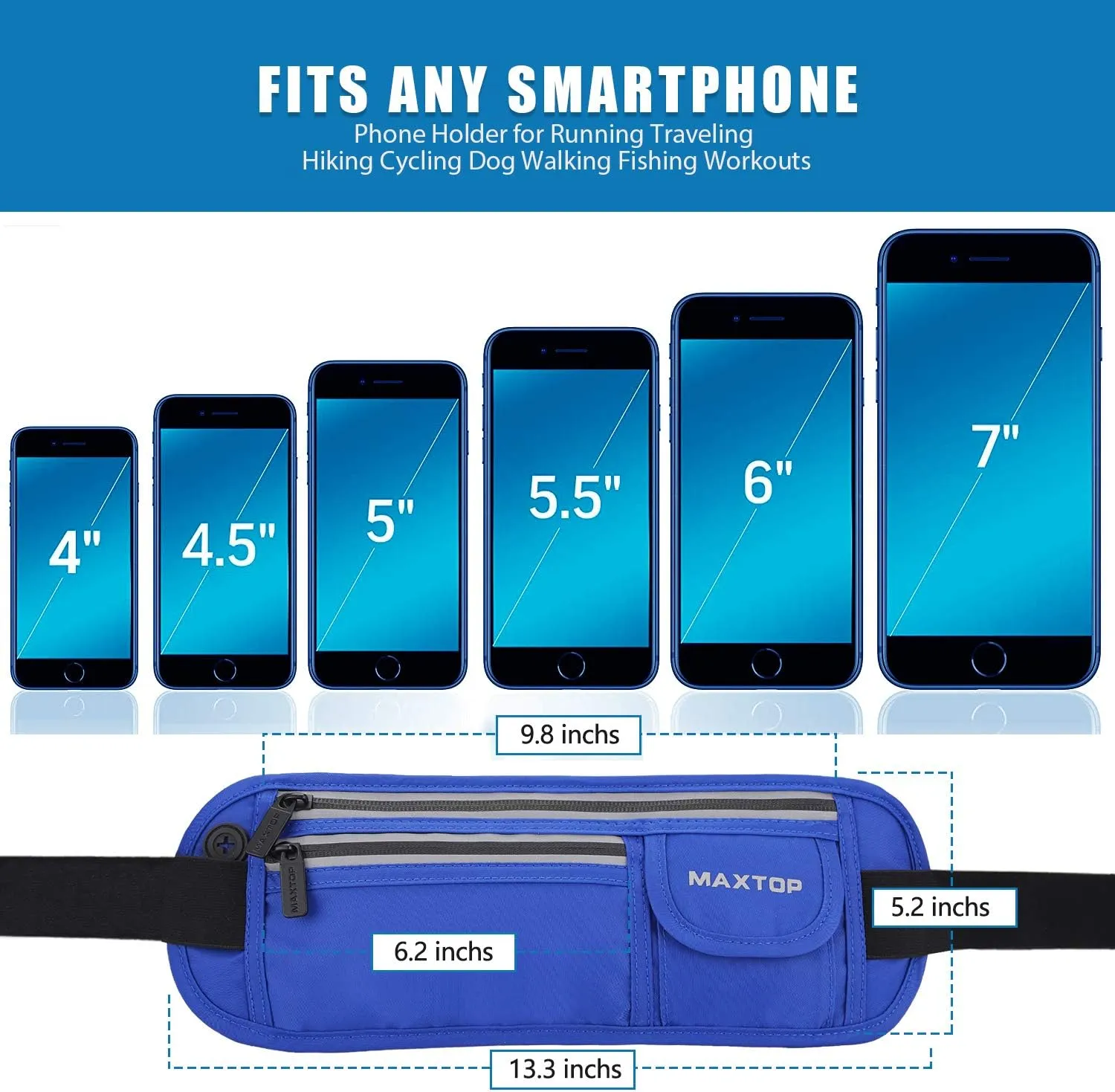 Slim Running Belt Fanny Packs for Women Men, Reflective Waist Pack Phone Holder for Walking Fitness Workout Exercise,Water Resistant Running Travel Belt Bag Jogging Pouch, Gym Accessories for Runner
