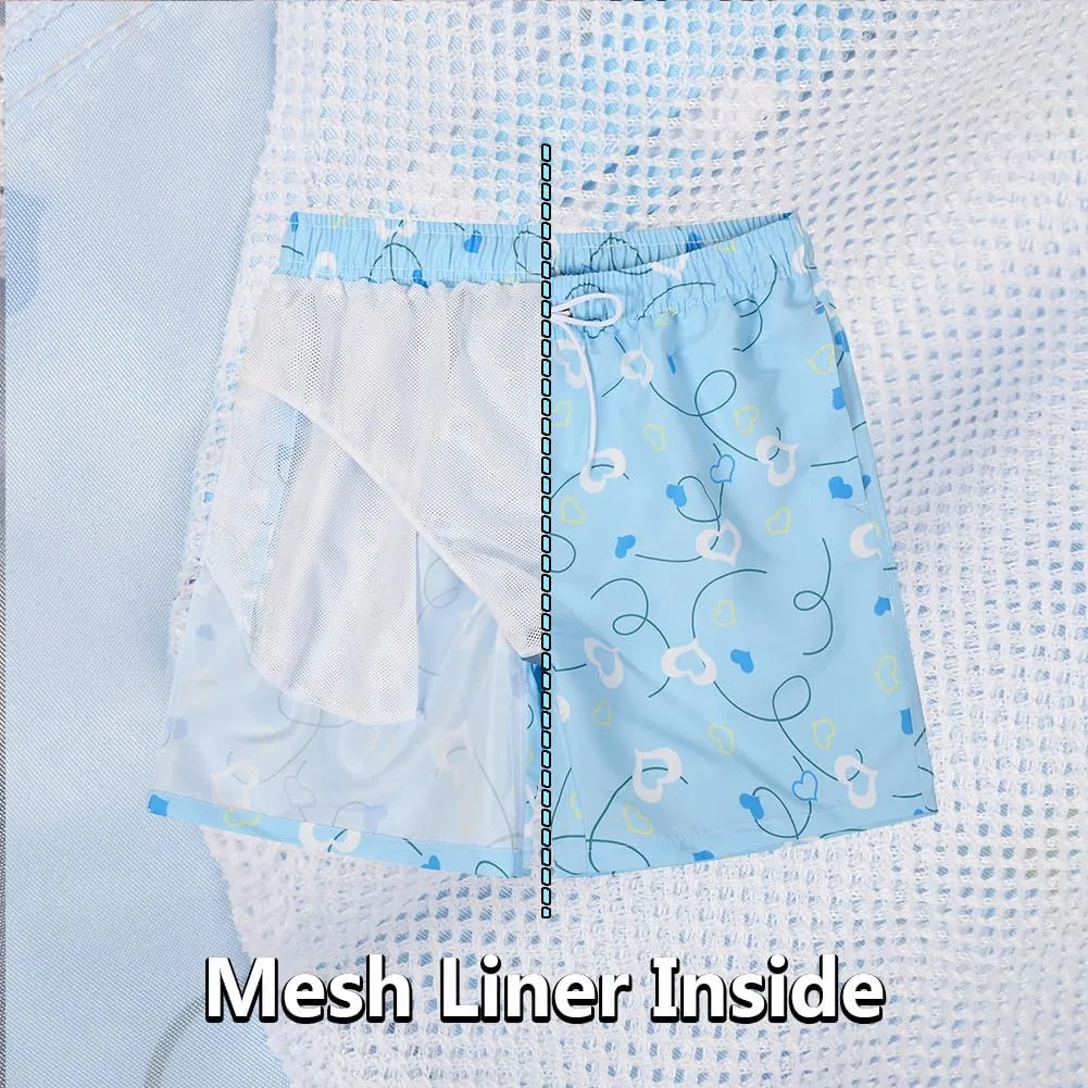 SNOW DREAMS Mens Swimming Trunks 5 inch Swim Shorts Qucik Dry Bathing Suits Lightweight