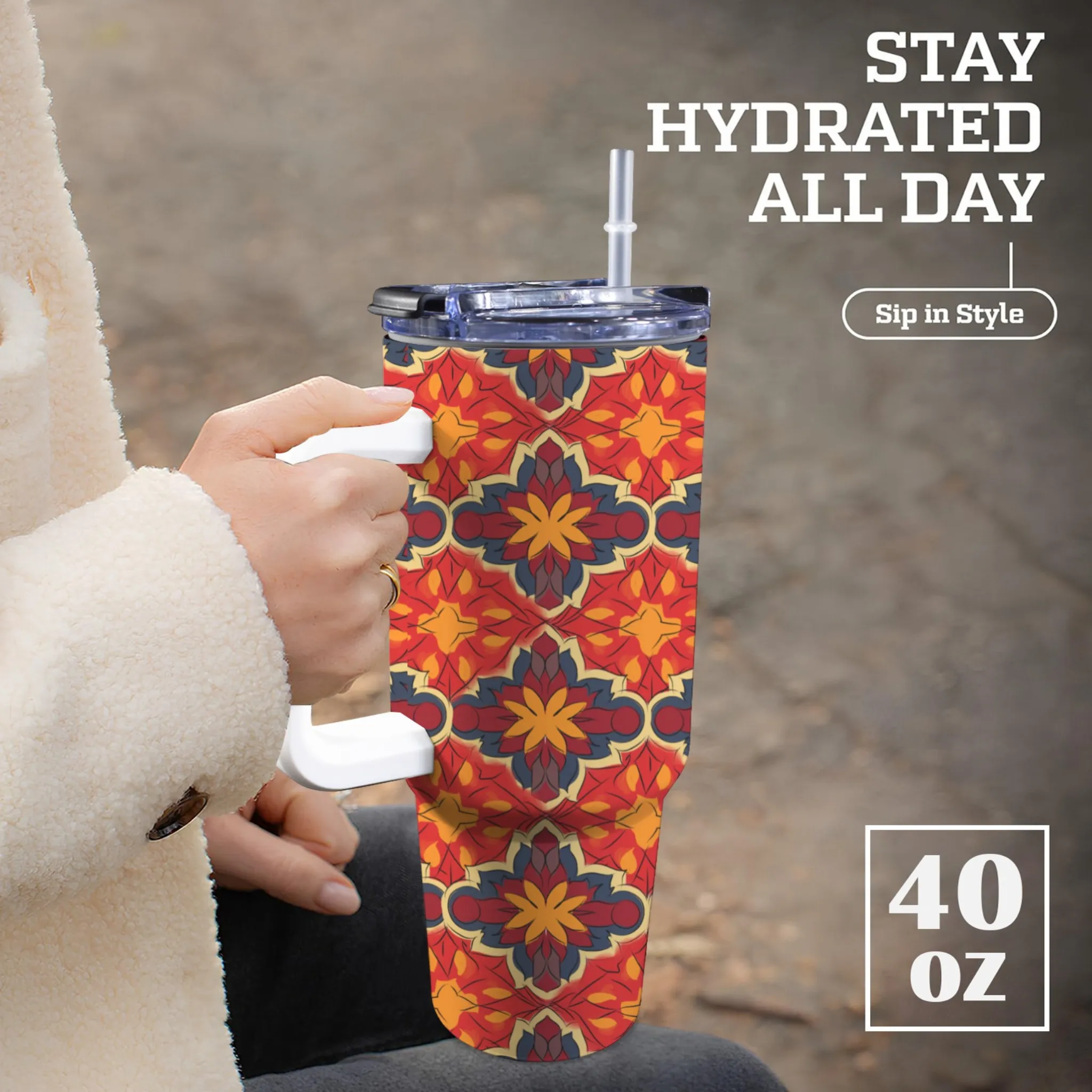 Spanish Sun 40oz Tumbler | Insulated Travel Cup | Perfect Gift for Her | Reusable & Stylish Drinkware