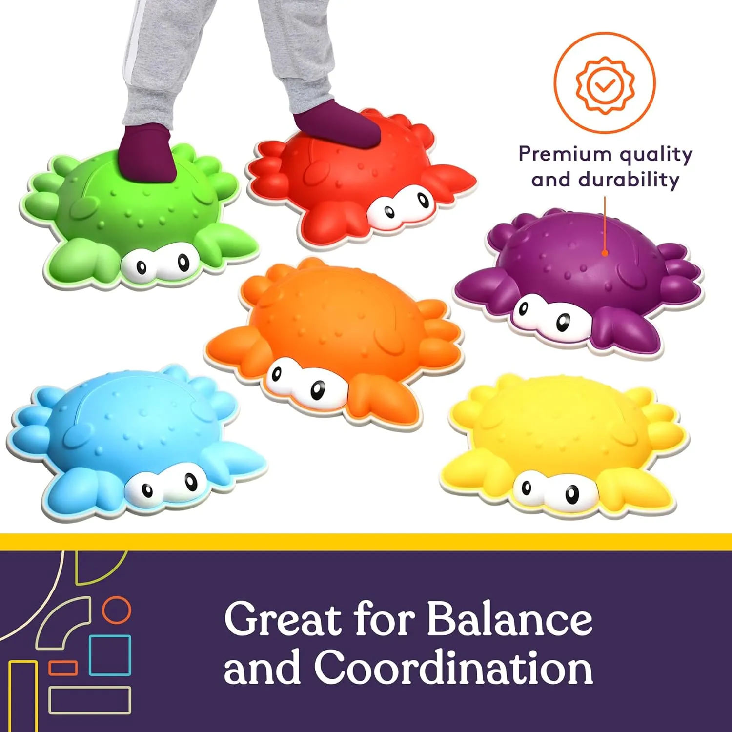 Special Supplies Stepping Stones for Kids - Set of 6 Balance Blocks - Indoor/Outdoor Play - Child Safe Rubber, Non-Slip Edging - Promotes Coordination, Balance, Strength