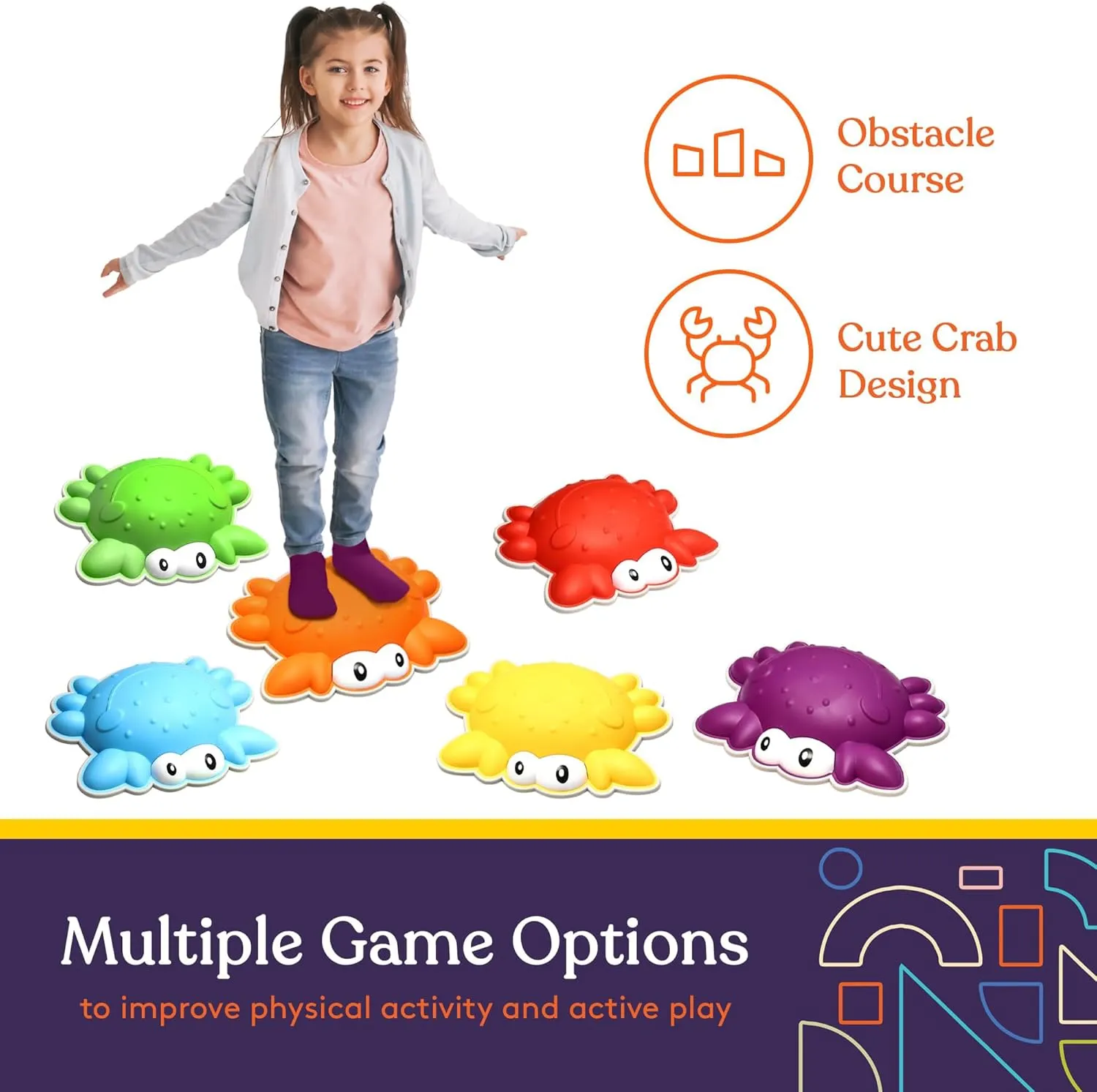 Special Supplies Stepping Stones for Kids - Set of 6 Balance Blocks - Indoor/Outdoor Play - Child Safe Rubber, Non-Slip Edging - Promotes Coordination, Balance, Strength