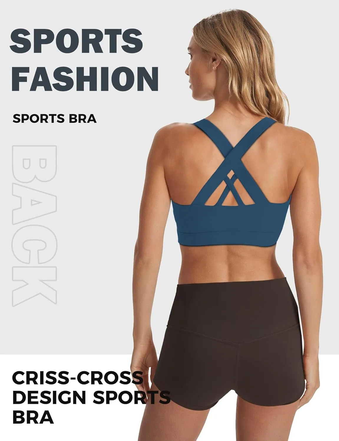 Sports Bras for Women, High Support Criss Cross Back Bras for Large Bust, High Impact Strappy Yoga Workout Bra