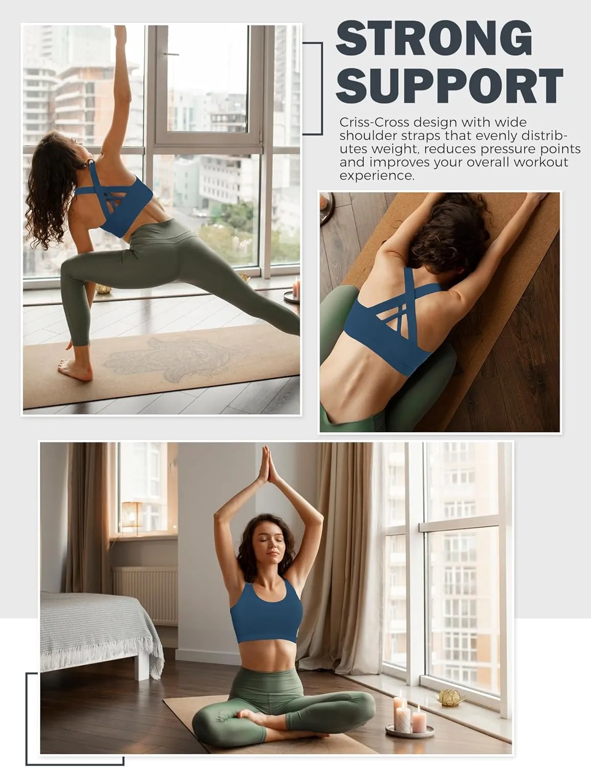 Sports Bras for Women, High Support Criss Cross Back Bras for Large Bust, High Impact Strappy Yoga Workout Bra