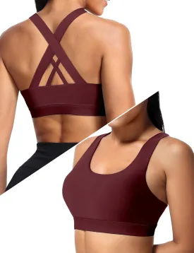 Sports Bras for Women, High Support Criss Cross Back Bras for Large Bust, High Impact Strappy Yoga Workout Bra