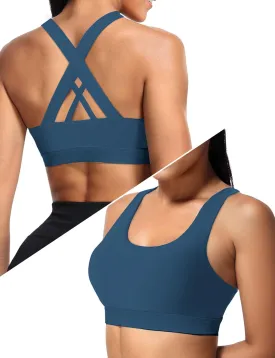 Sports Bras for Women, High Support Criss Cross Back Bras for Large Bust, High Impact Strappy Yoga Workout Bra