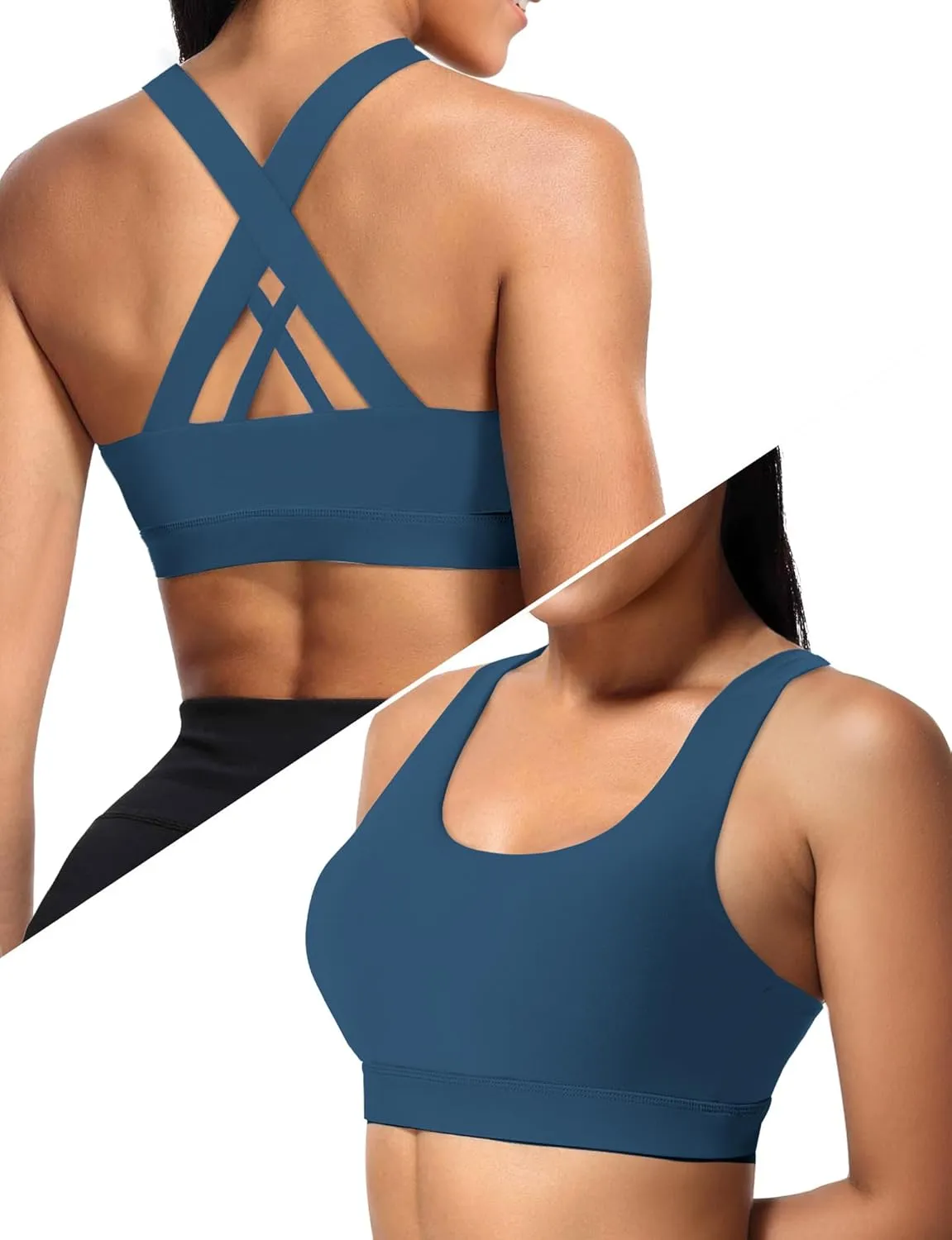 Sports Bras for Women, High Support Criss Cross Back Bras for Large Bust, High Impact Strappy Yoga Workout Bra