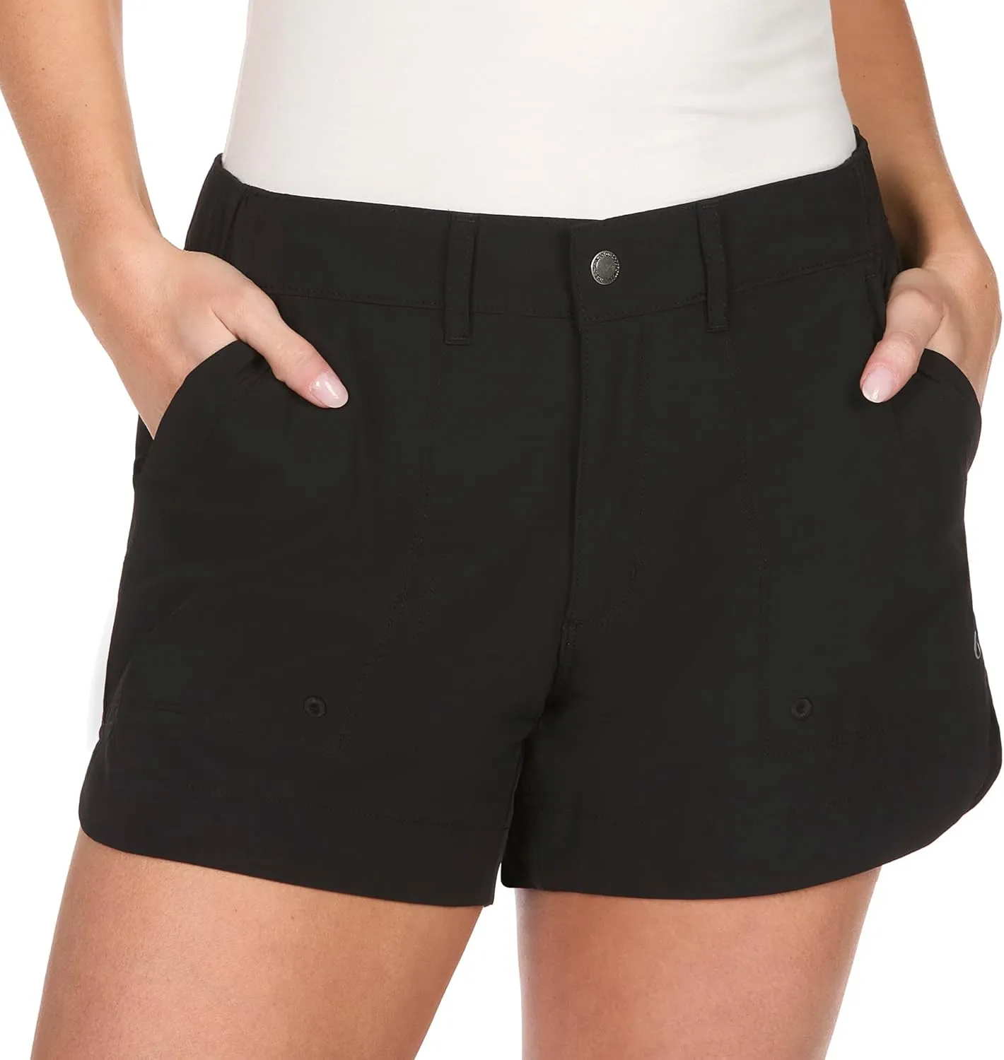 The American Outdoorsman Curved Hem 4" Shorts for Women, Perfect for Hiking, Walking, Outdoor Activities