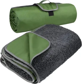 Tirrinia Outdoors Waterproof Camping Blanket,Sherpa Fleece Warm Windproof Soccer Stadium Blanket for Car Football Beach Concerts,51''X 59''
