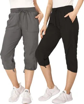Ultra Performance Capri Pants for Women 2 Pack Womens Capris Hiking Capri Pants Summer Clothes for Women (Avail in Plus Size)
