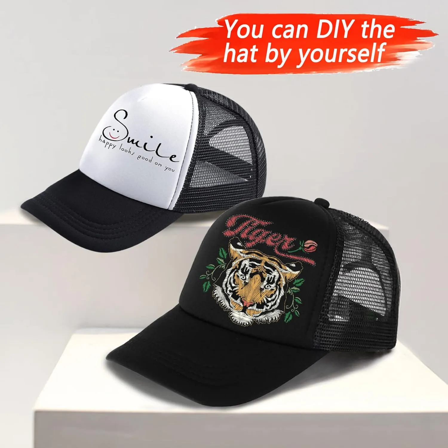 Ultrafun 12 Pack Trucker Hat Summer Mesh Sublimation Blank Hats Adjustable Snapback Baseball Hats for Men Women