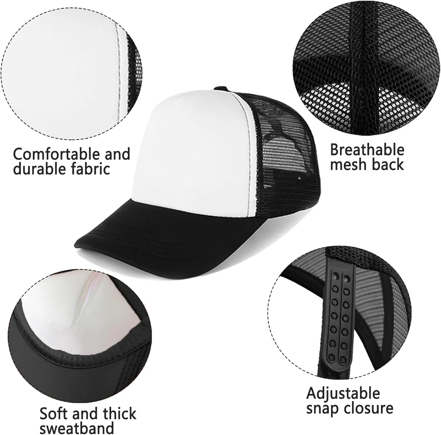 Ultrafun 12 Pack Trucker Hat Summer Mesh Sublimation Blank Hats Adjustable Snapback Baseball Hats for Men Women
