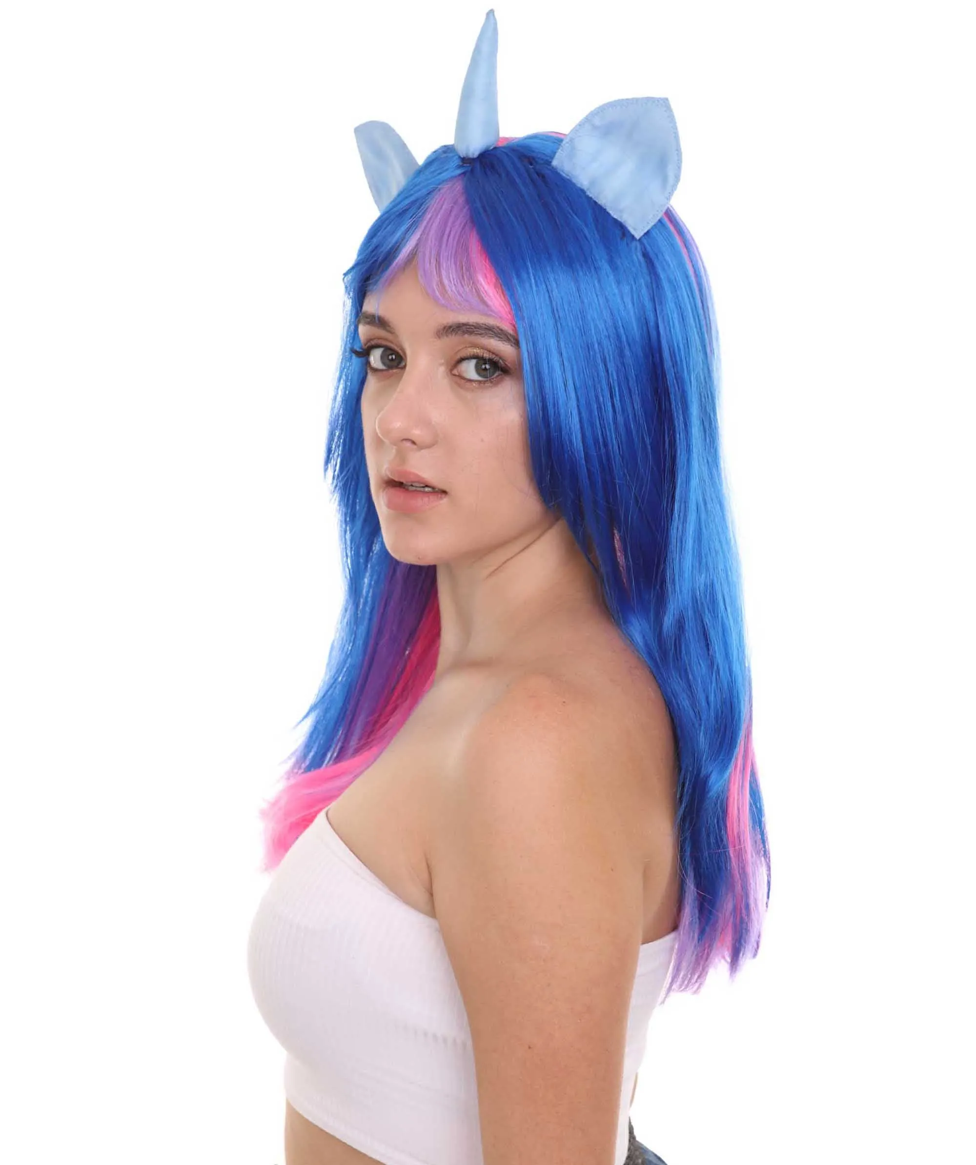 Unicorn Horn and Ears Womens Wig | Sexy Cosplay Party Halloween Wig | Premium Breathable Capless Cap