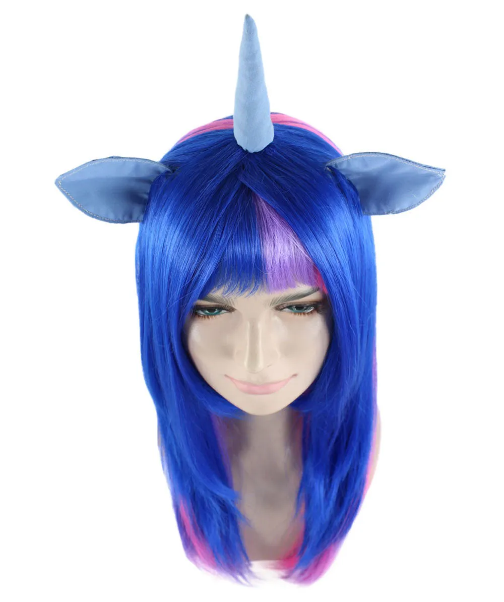 Unicorn Horn and Ears Womens Wig | Sexy Cosplay Party Halloween Wig | Premium Breathable Capless Cap
