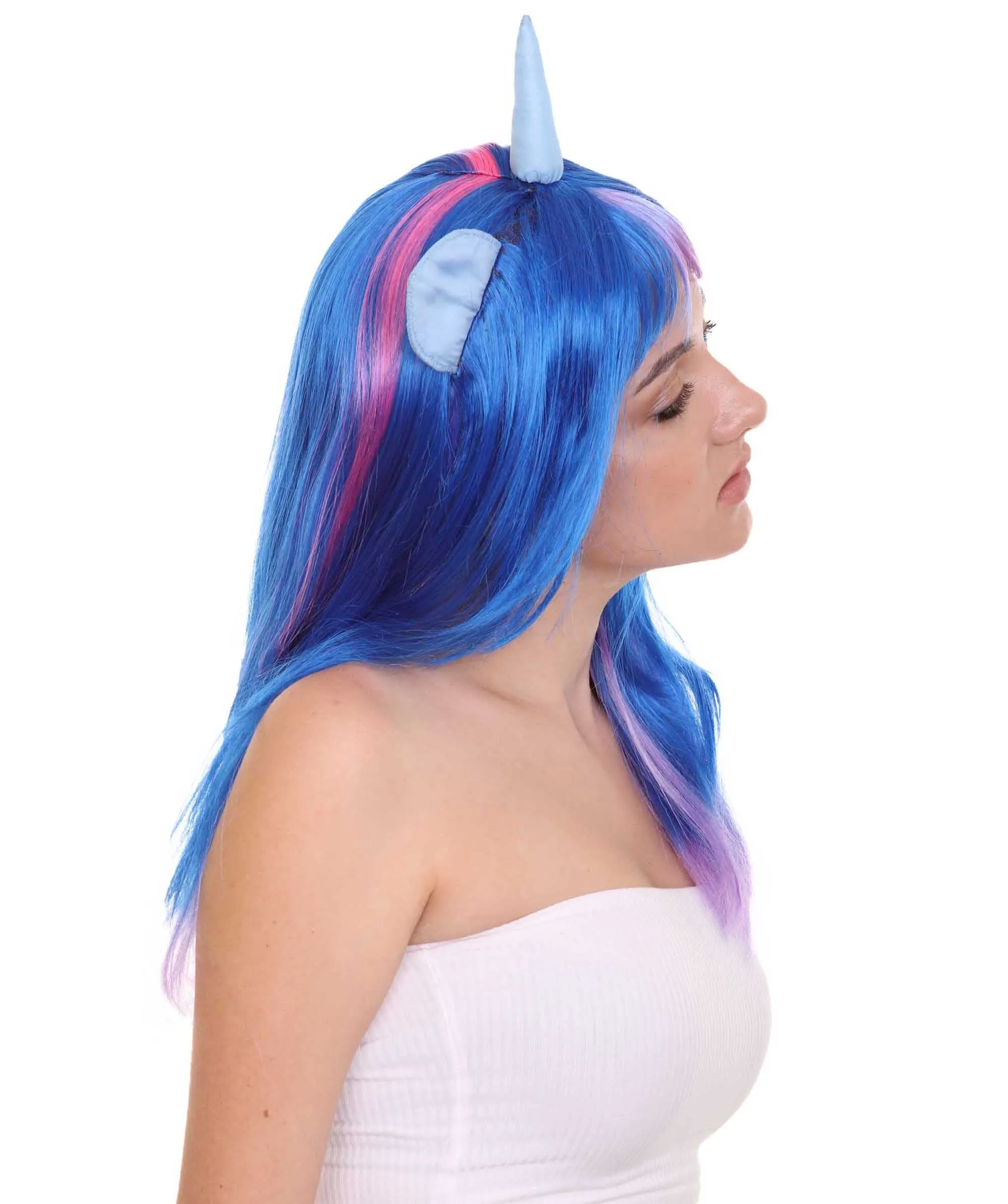 Unicorn Horn and Ears Womens Wig | Sexy Cosplay Party Halloween Wig | Premium Breathable Capless Cap