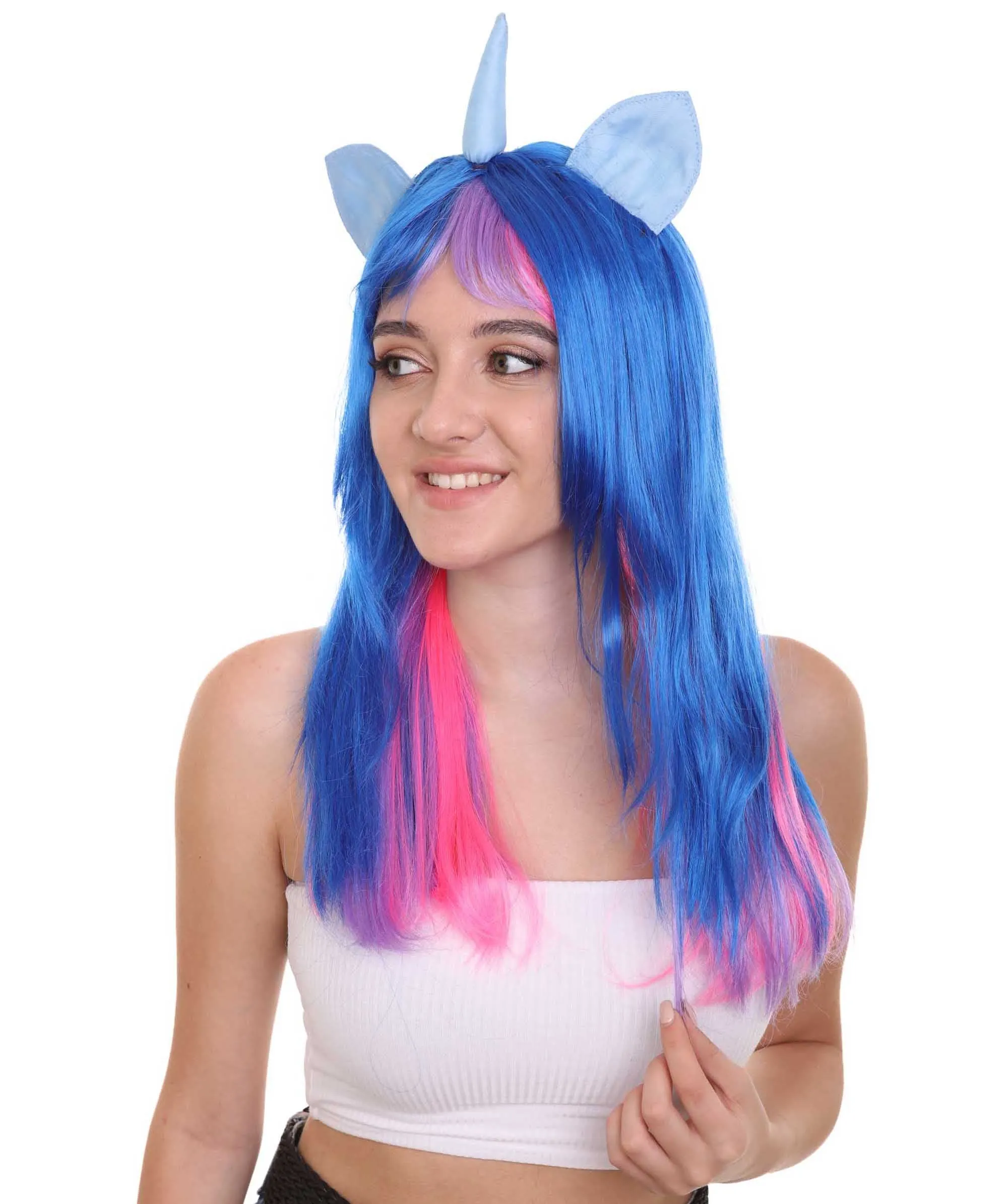 Unicorn Horn and Ears Womens Wig | Sexy Cosplay Party Halloween Wig | Premium Breathable Capless Cap