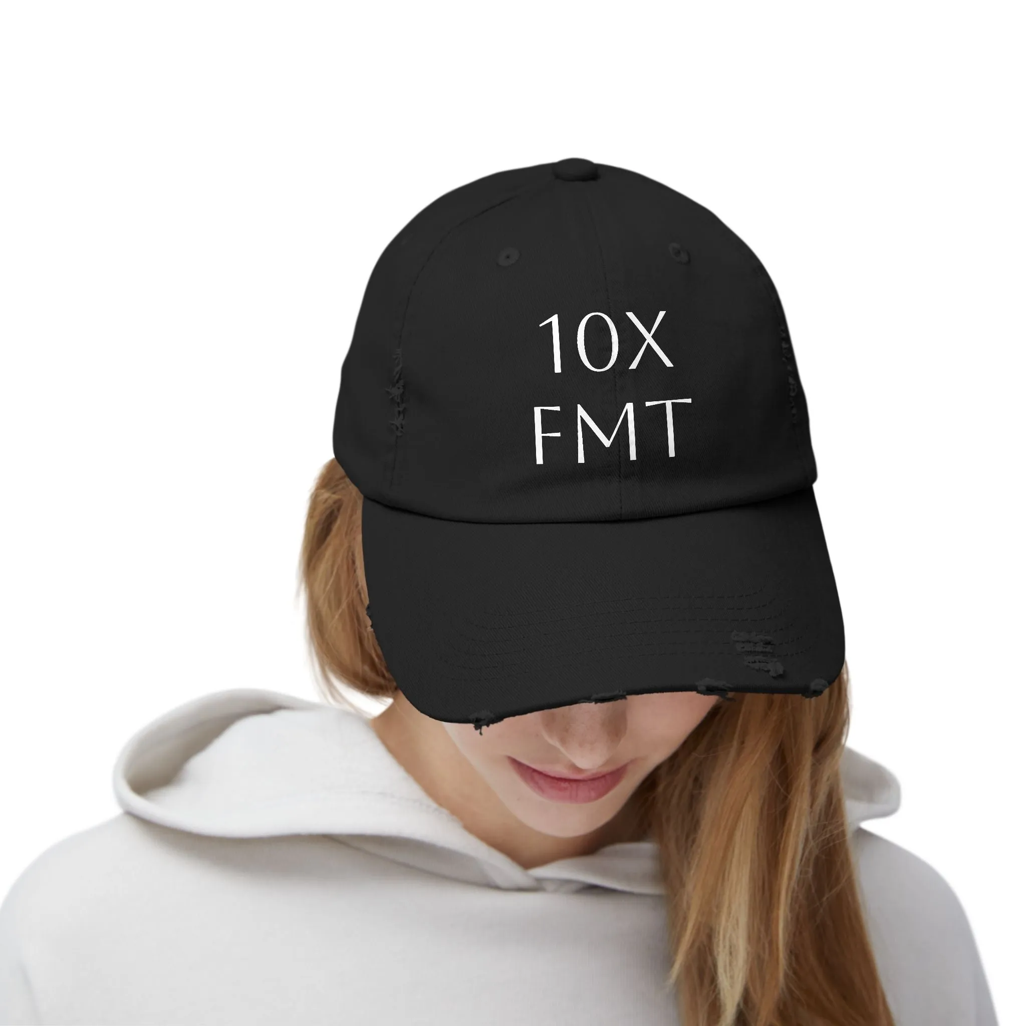 Unisex Distressed Cap - Vintage Inspired Black Hat for Casual Wear