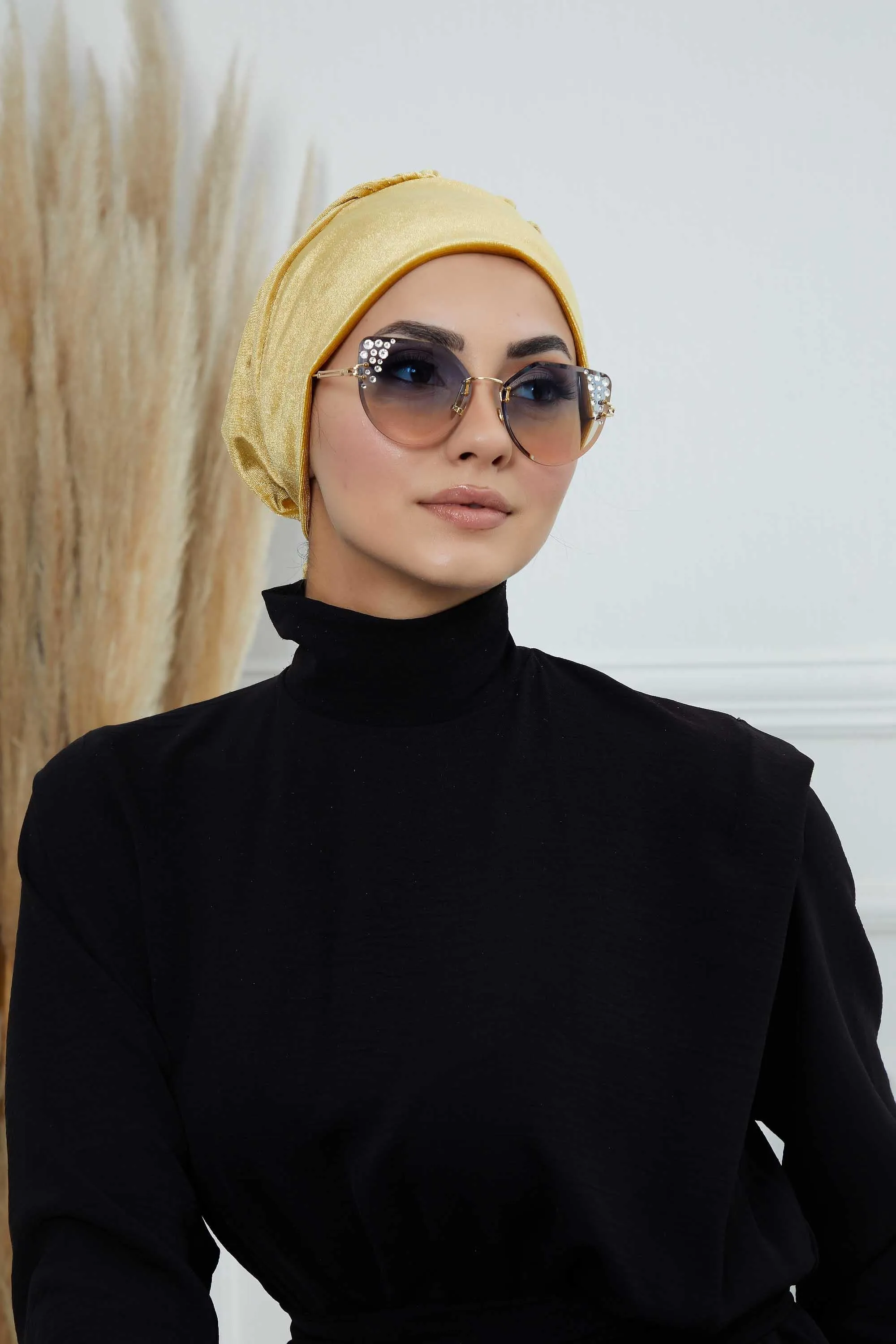 Velvet Easy Wrap Instant Turban for Women, Pre-Tied Turban with Long Tail at the Back Side, Super Soft High Quality Chemo Headwear,B-49K