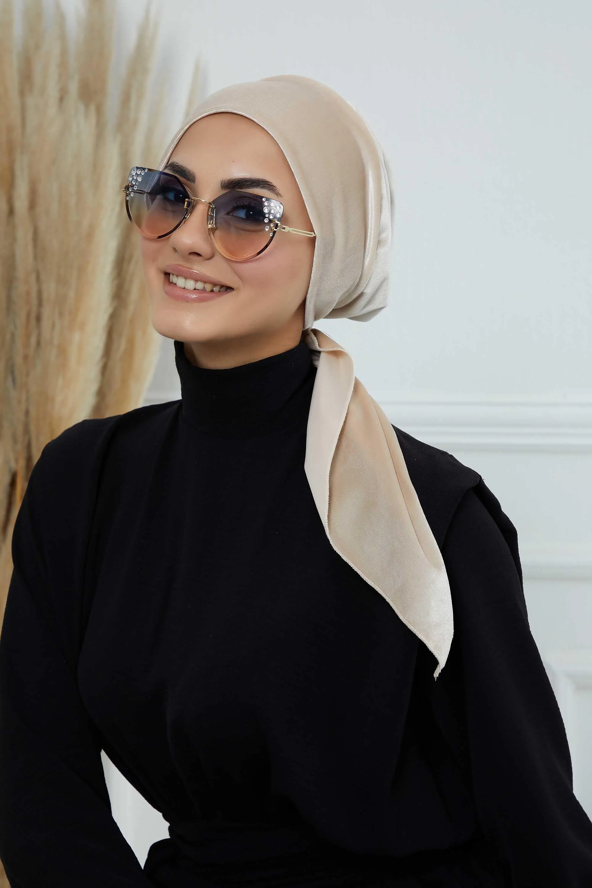 Velvet Easy Wrap Instant Turban for Women, Pre-Tied Turban with Long Tail at the Back Side, Super Soft High Quality Chemo Headwear,B-49K