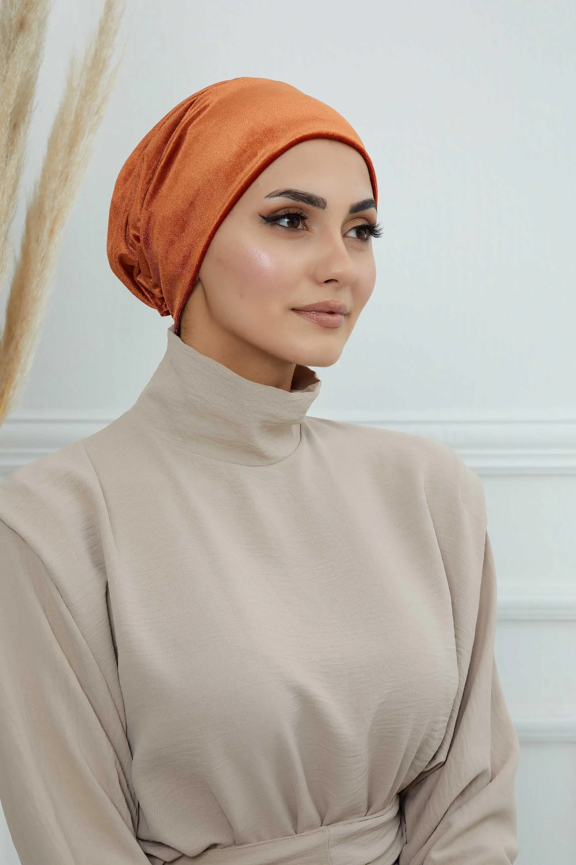 Velvet Easy Wrap Instant Turban for Women, Pre-Tied Turban with Long Tail at the Back Side, Super Soft High Quality Chemo Headwear,B-49K