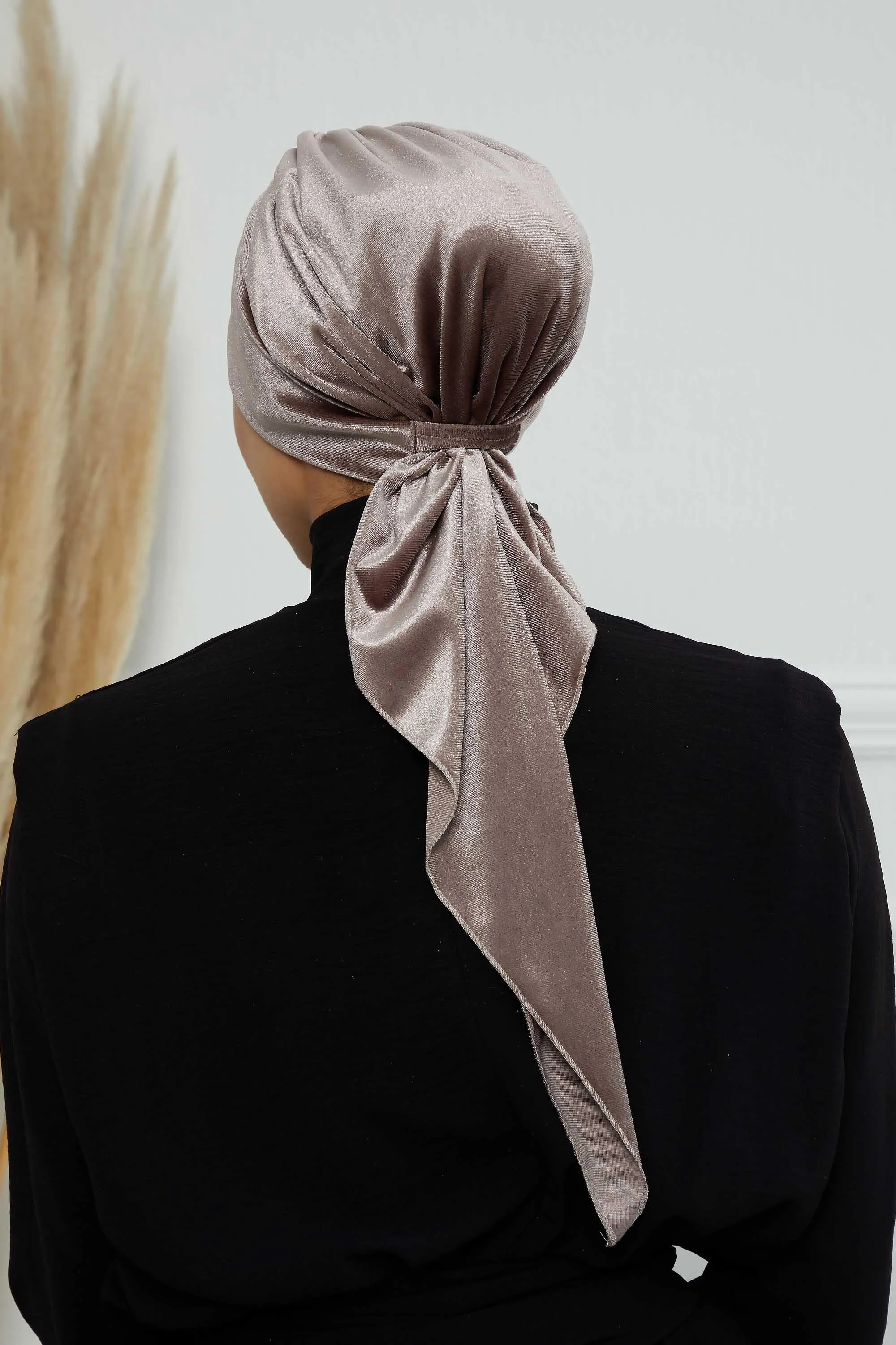 Velvet Easy Wrap Instant Turban for Women, Pre-Tied Turban with Long Tail at the Back Side, Super Soft High Quality Chemo Headwear,B-49K