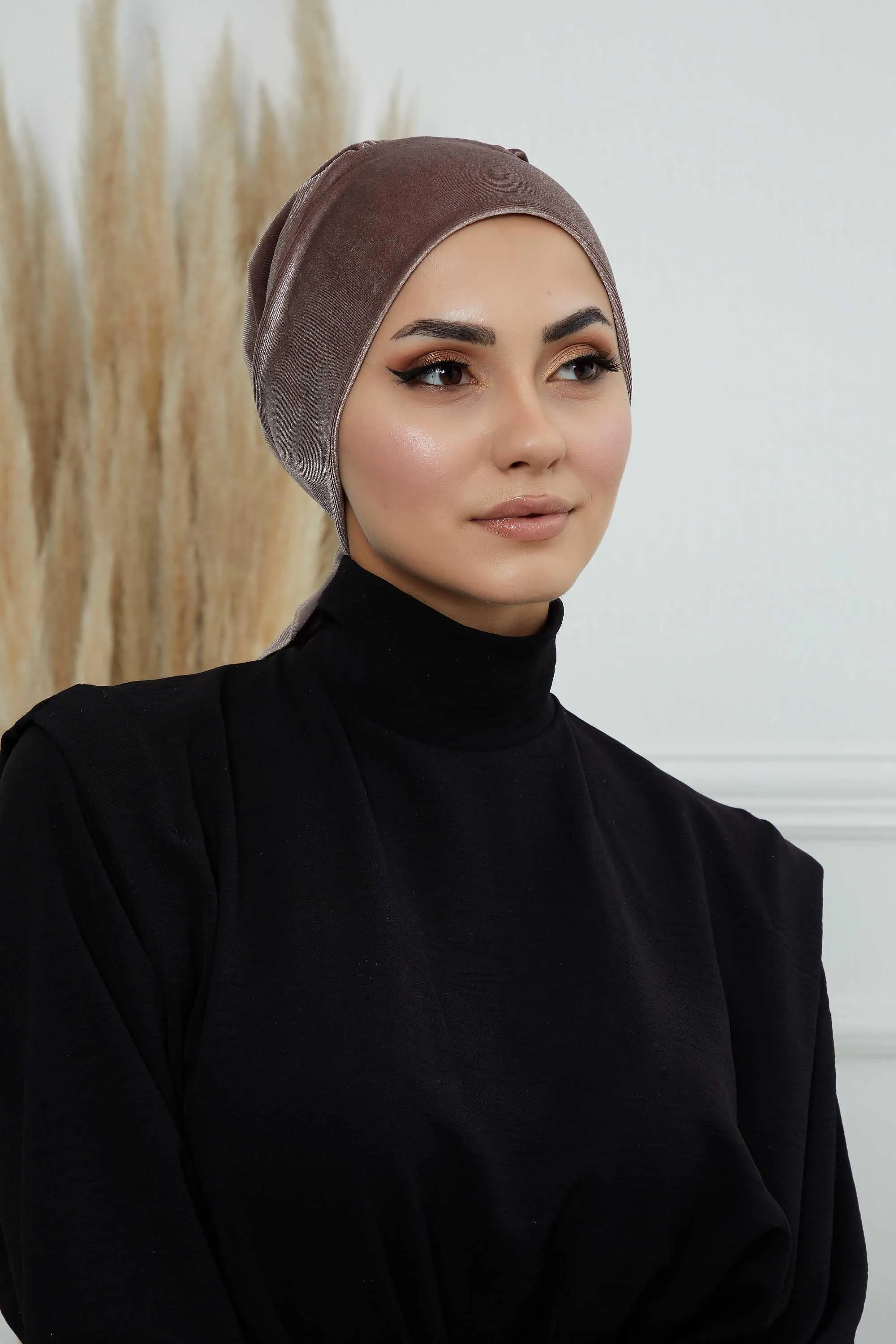 Velvet Easy Wrap Instant Turban for Women, Pre-Tied Turban with Long Tail at the Back Side, Super Soft High Quality Chemo Headwear,B-49K