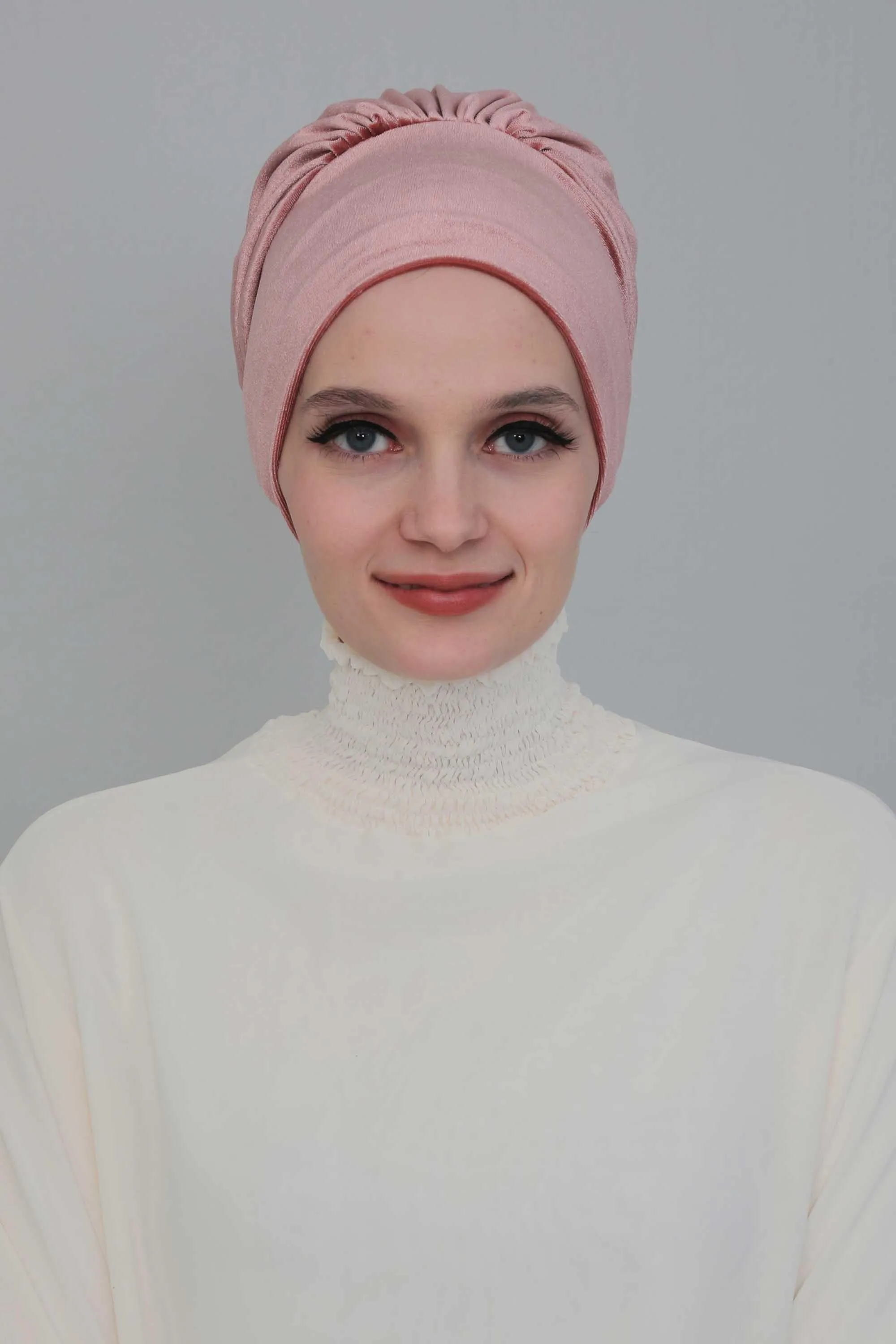 Velvet Easy Wrap Instant Turban for Women, Pre-Tied Turban with Long Tail at the Back Side, Super Soft High Quality Chemo Headwear,B-49K
