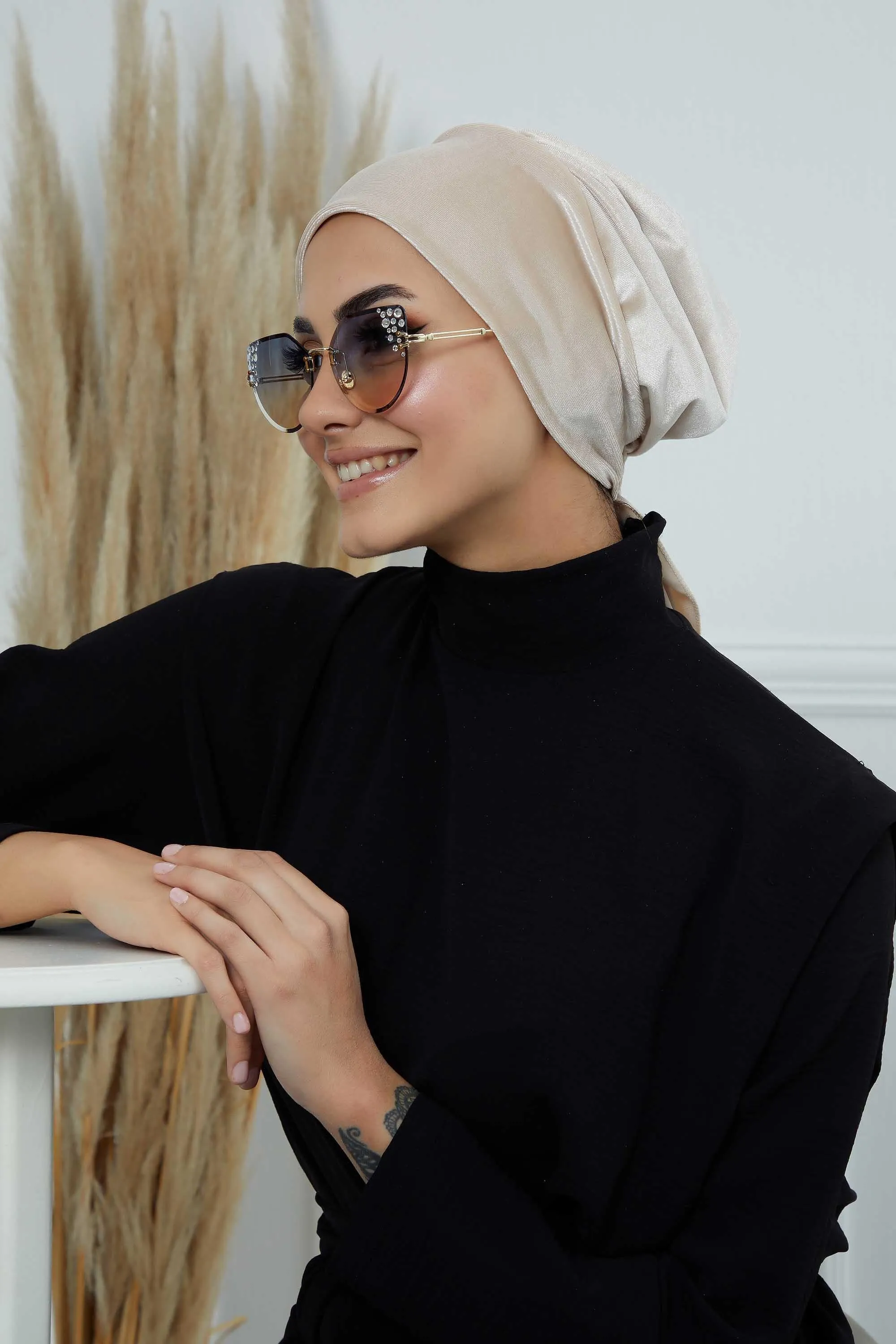 Velvet Easy Wrap Instant Turban for Women, Pre-Tied Turban with Long Tail at the Back Side, Super Soft High Quality Chemo Headwear,B-49K
