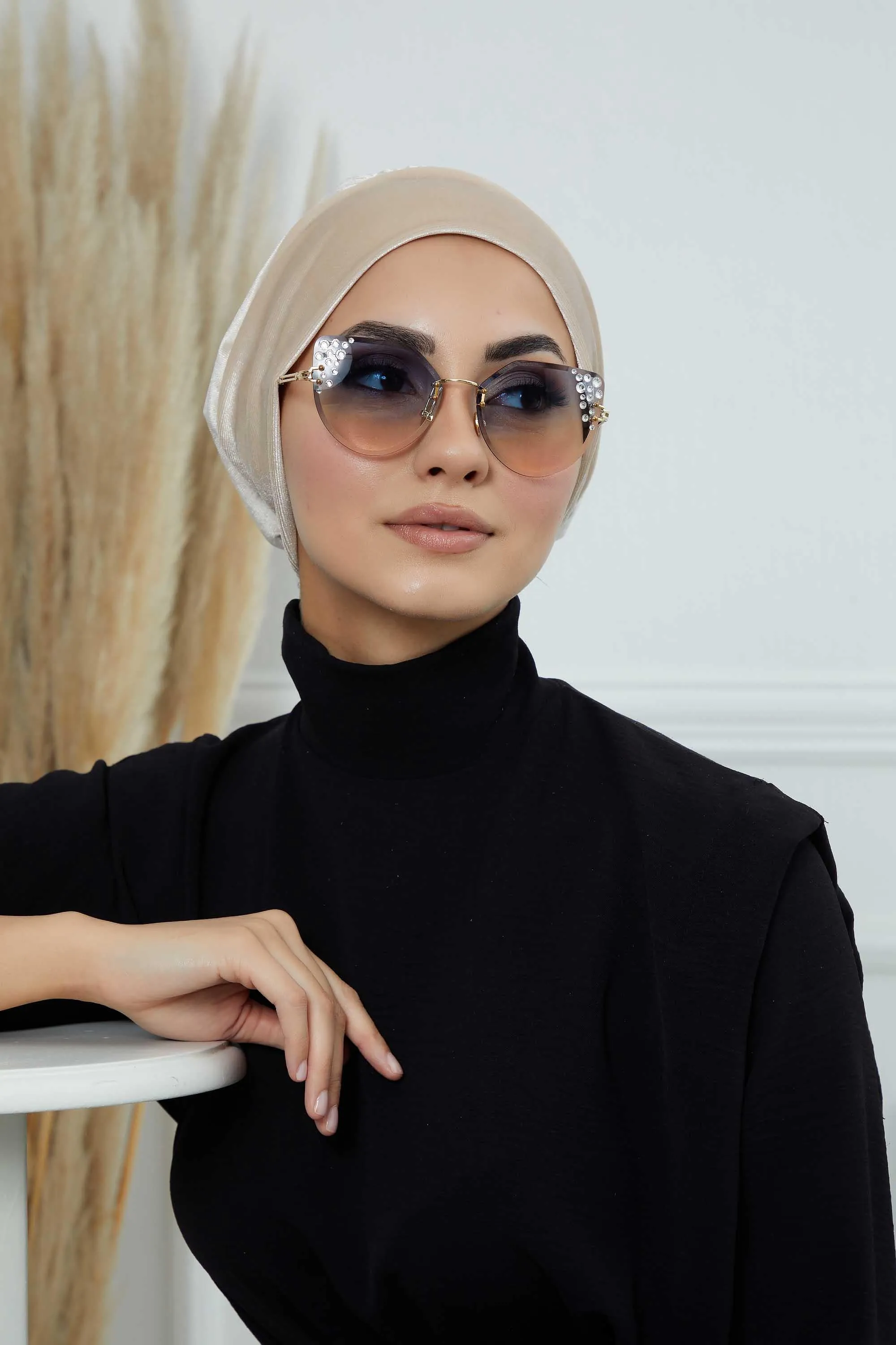 Velvet Easy Wrap Instant Turban for Women, Pre-Tied Turban with Long Tail at the Back Side, Super Soft High Quality Chemo Headwear,B-49K