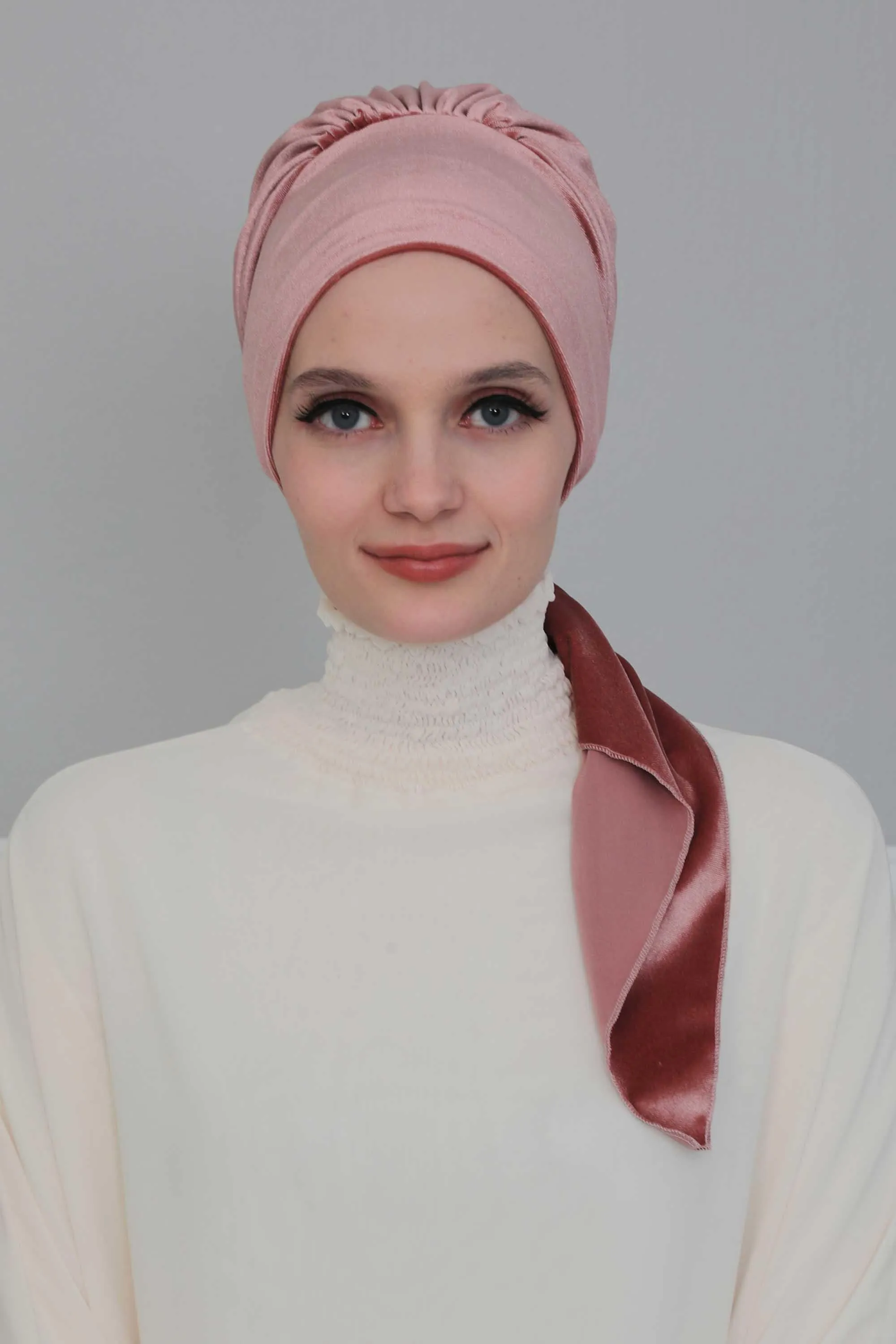 Velvet Easy Wrap Instant Turban for Women, Pre-Tied Turban with Long Tail at the Back Side, Super Soft High Quality Chemo Headwear,B-49K