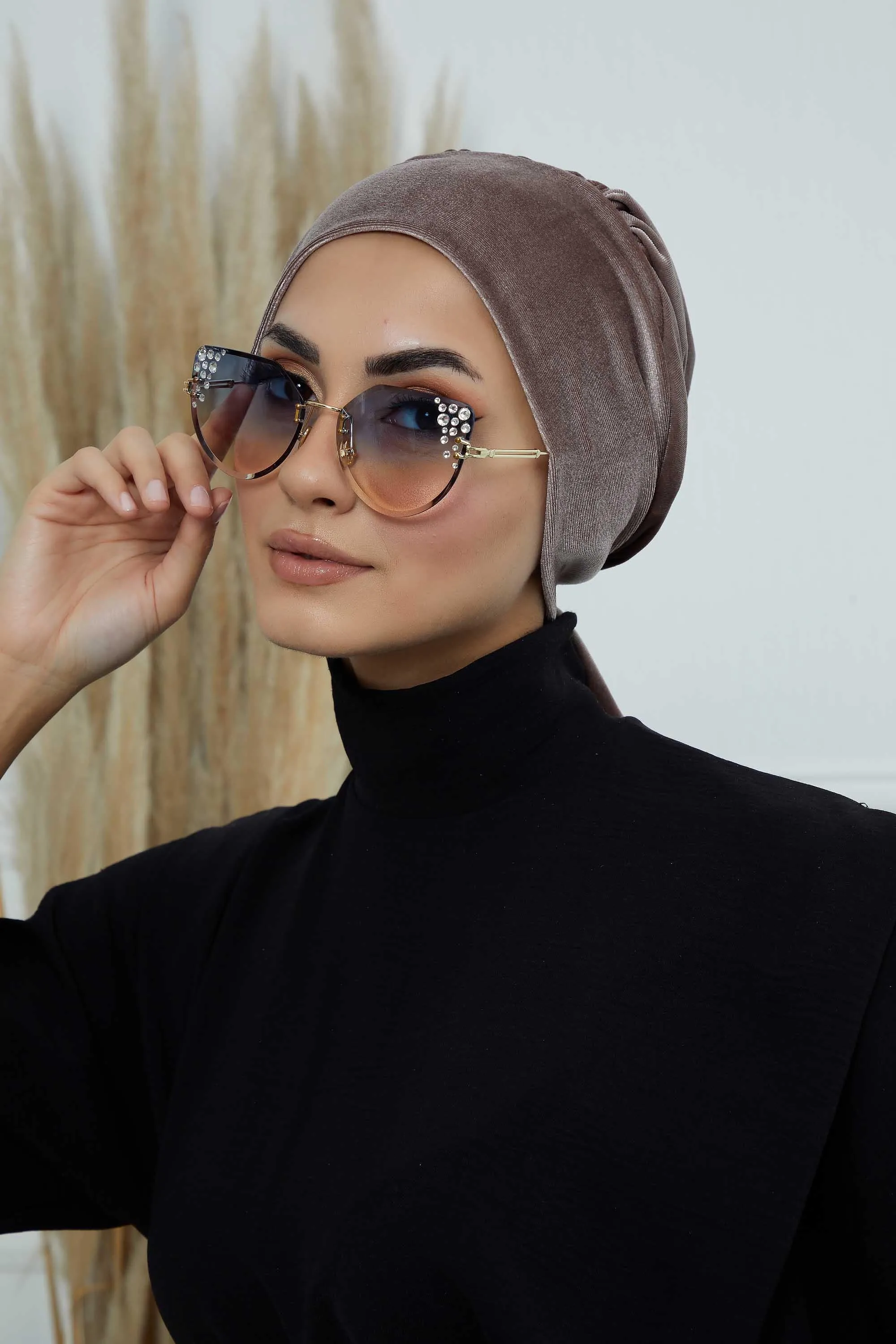 Velvet Easy Wrap Instant Turban for Women, Pre-Tied Turban with Long Tail at the Back Side, Super Soft High Quality Chemo Headwear,B-49K